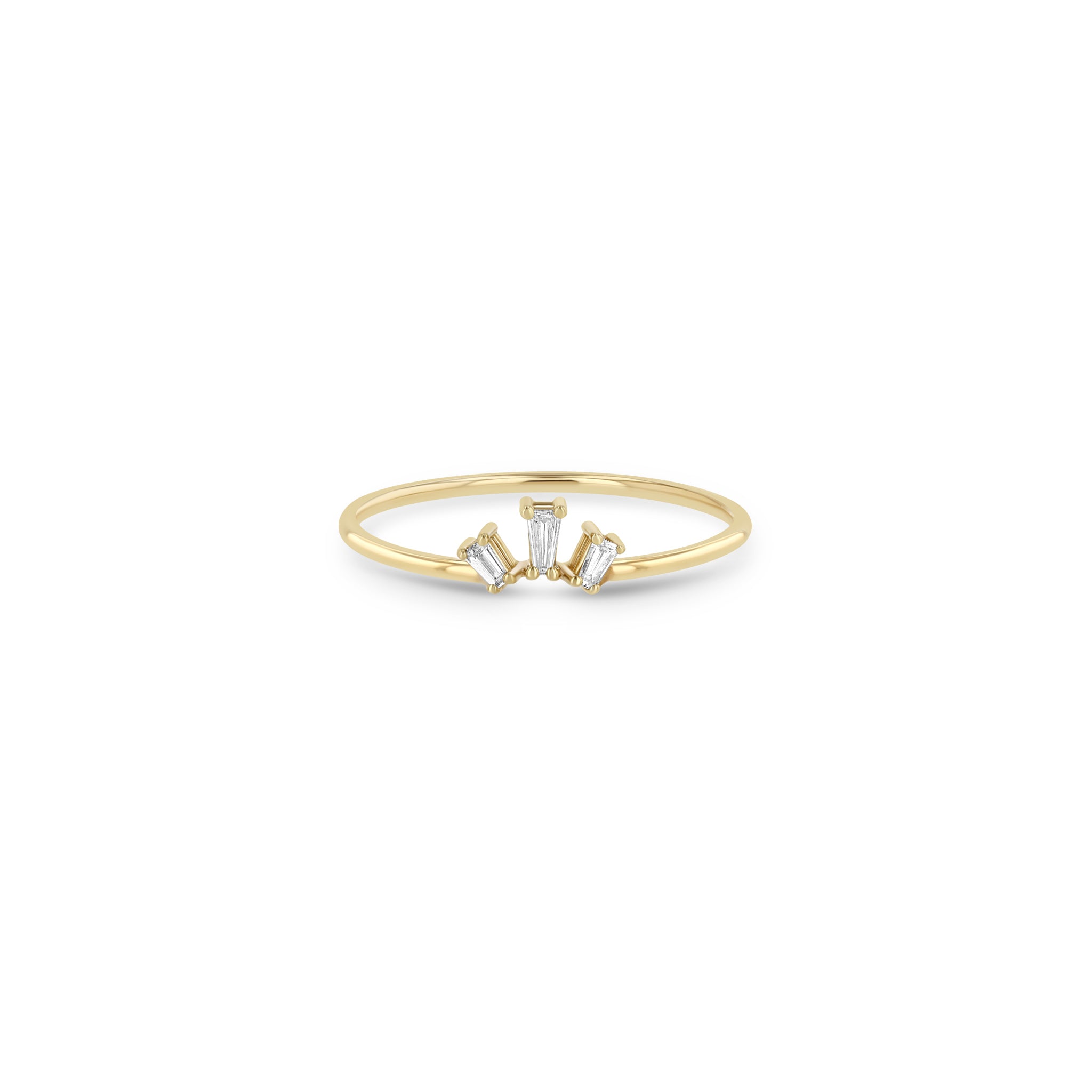 Zoë Chicco 14k Gold Tapered Baguette Diamond 3 Stone Fan Ring