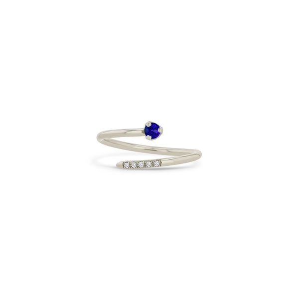 Zoë Chicco 14k Gold Prong Blue Sapphire & Pavé Diamond Bypass Ring