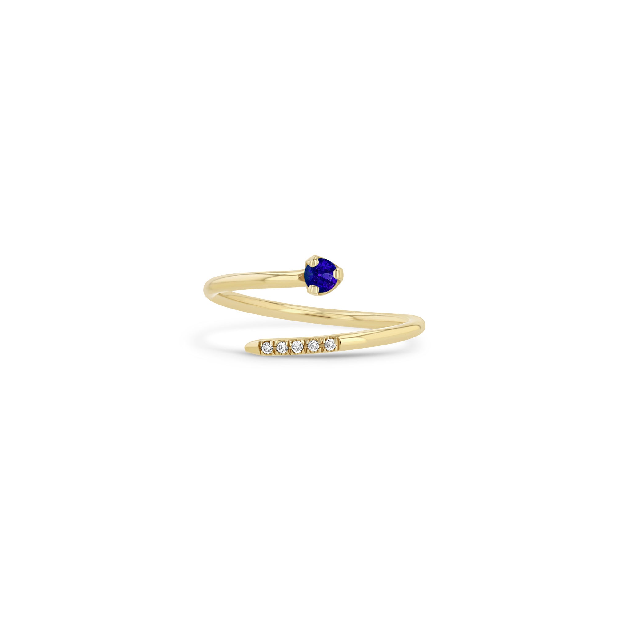 Zoë Chicco 14k Gold Prong Blue Sapphire & Pavé Diamond Bypass Ring
