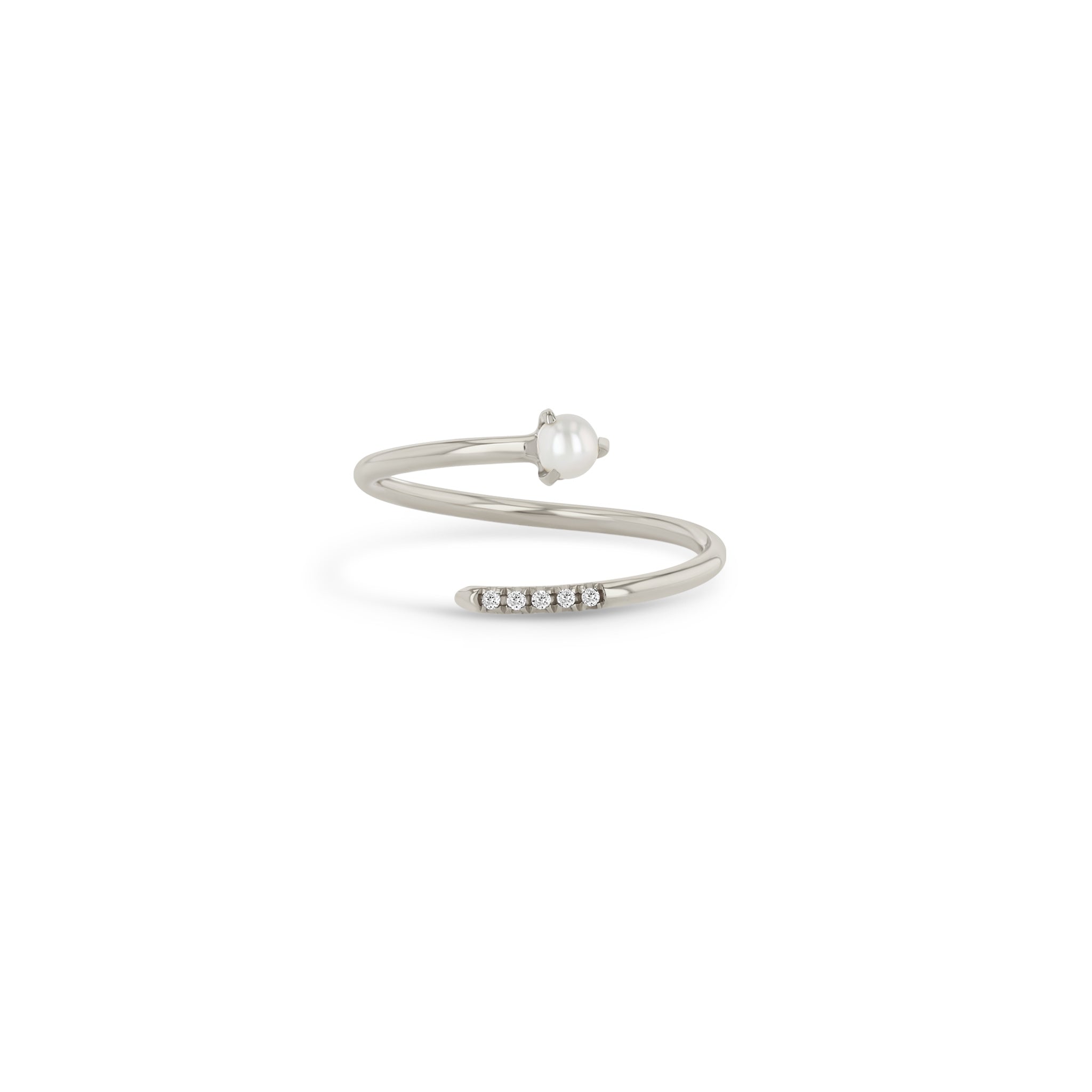 Zoë Chicco 14k Gold Pearl & Pavé Diamond Bypass Ring