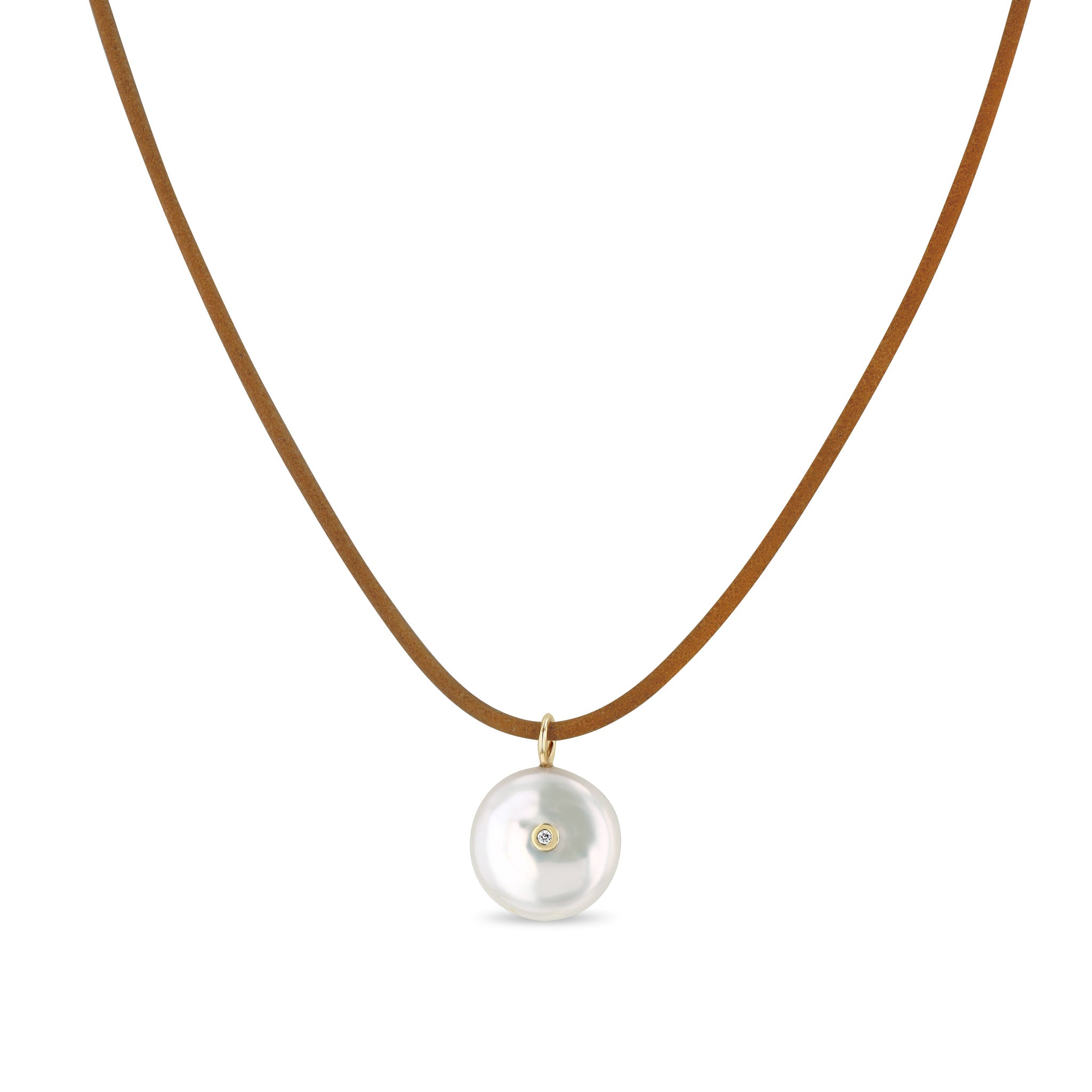 アクセサリー kuico Zoë Chicco 14k Gold Reversible Black & White Diamond Pearl Disc