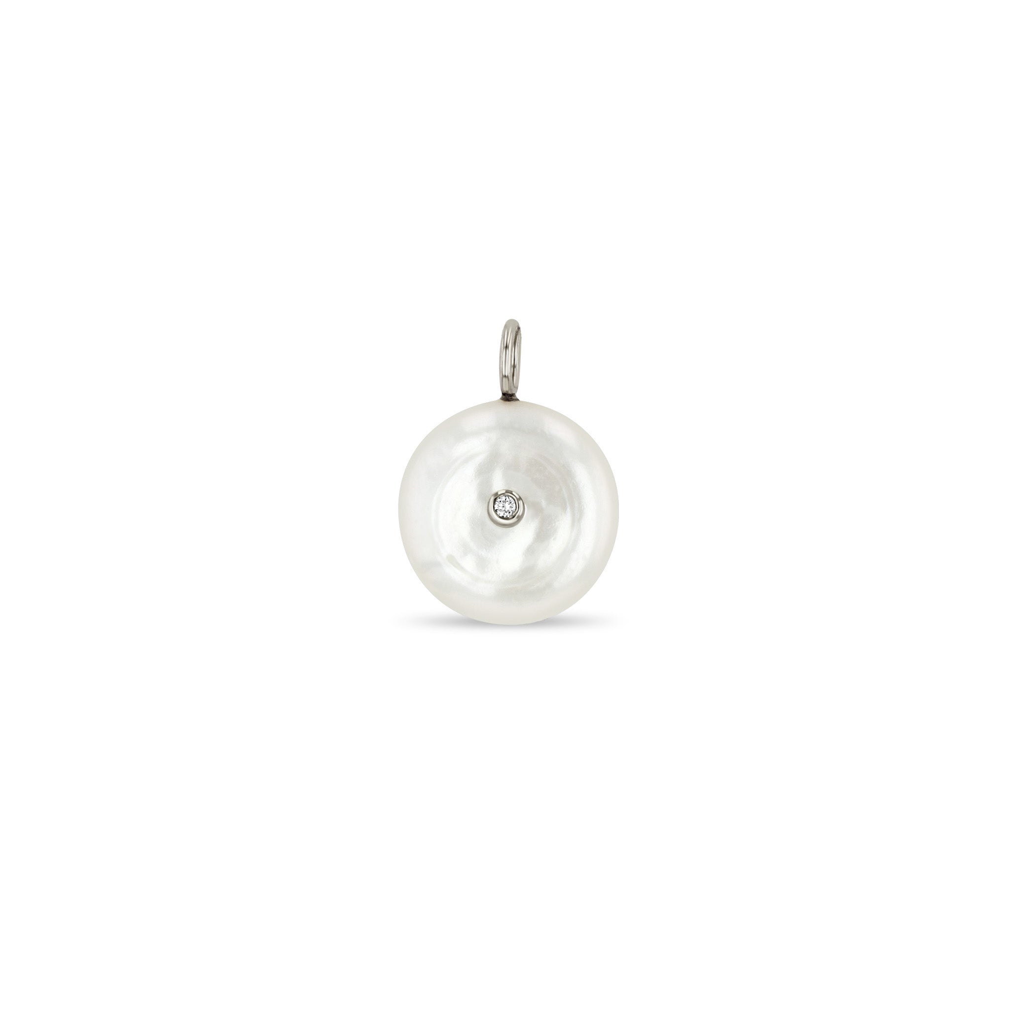 Zoë Chicco 14k Gold Diamond Pearl Disc Charm Pendant