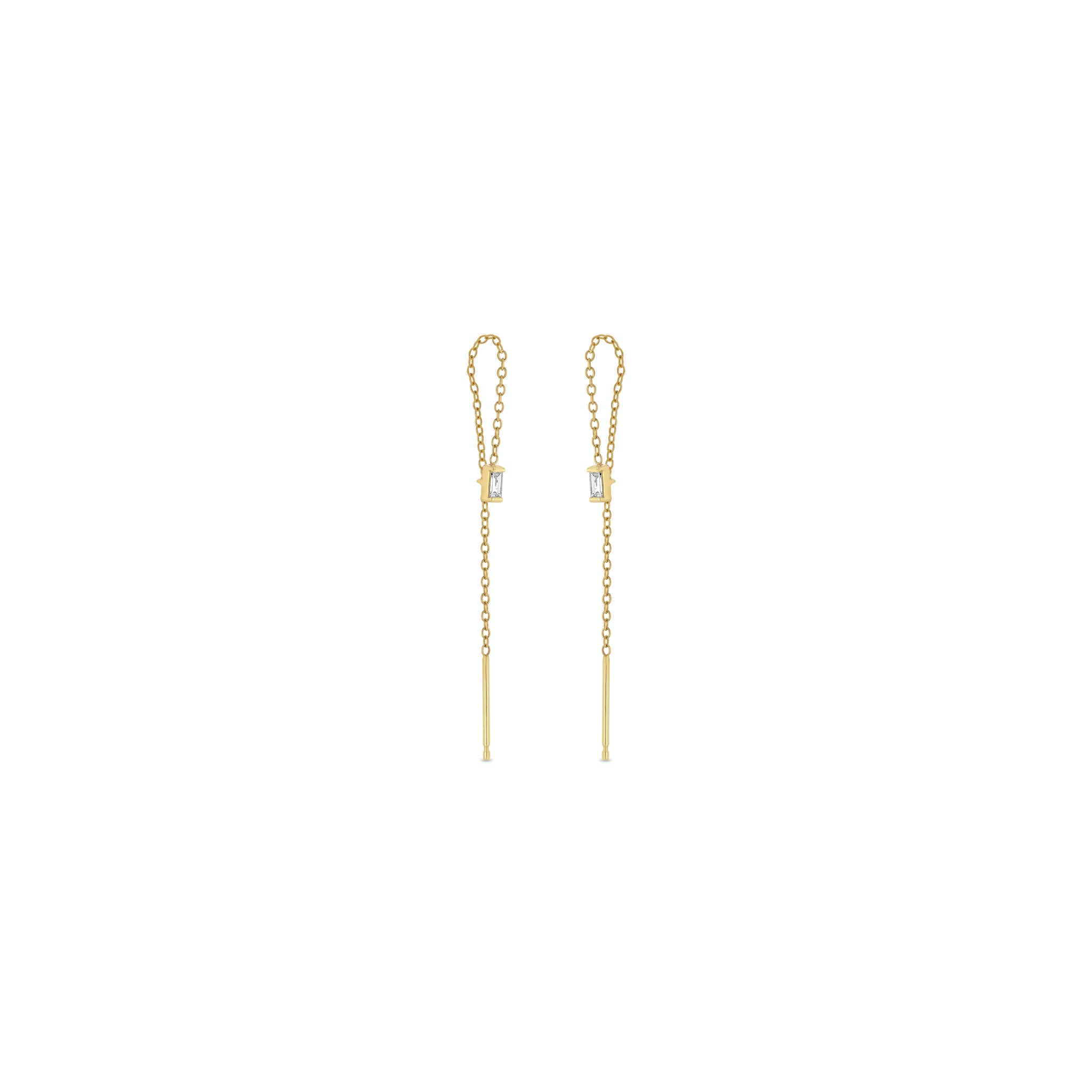 Zoë Chicco 14k Gold Baguette Diamond Loop Threader Earrings