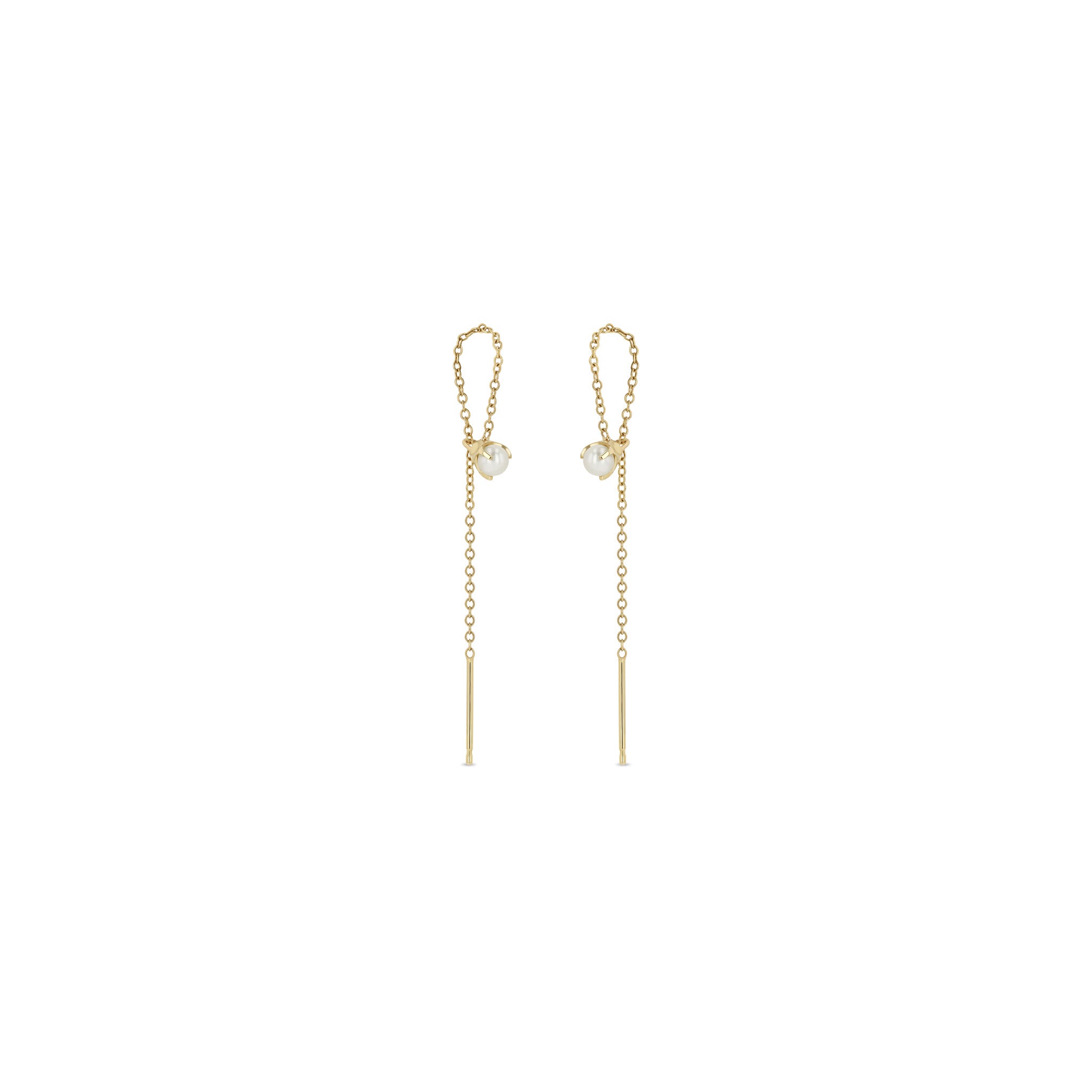 Zoë Chicco 14k Gold Pearl Loop Threader Earrings