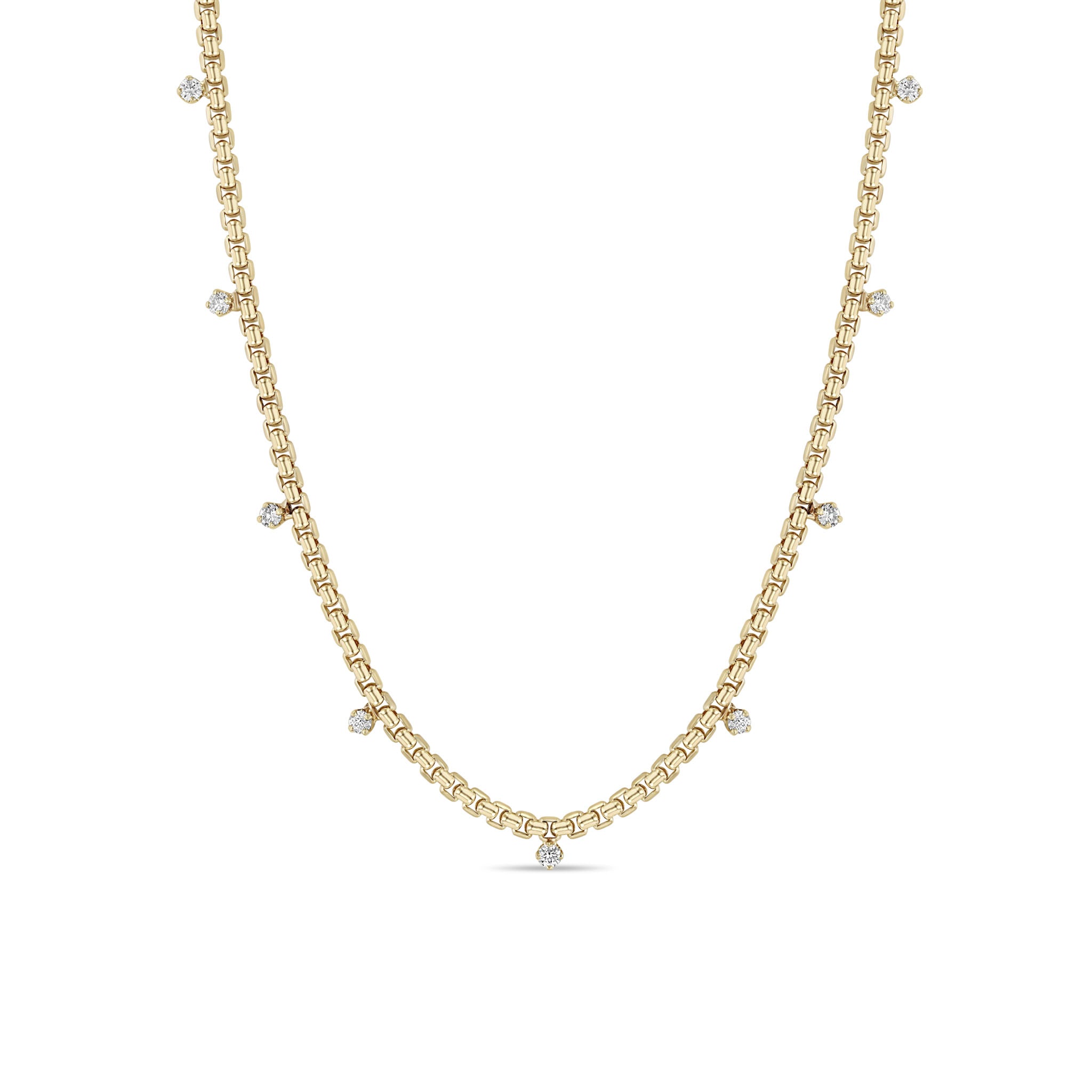 Zoë Chicco 14k Gold 9 Prong Diamond Medium Box Chain Necklace