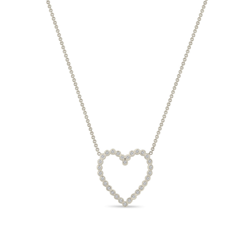 Zoë Chicco 14k White Gold Diamond Bezel Heart Necklace