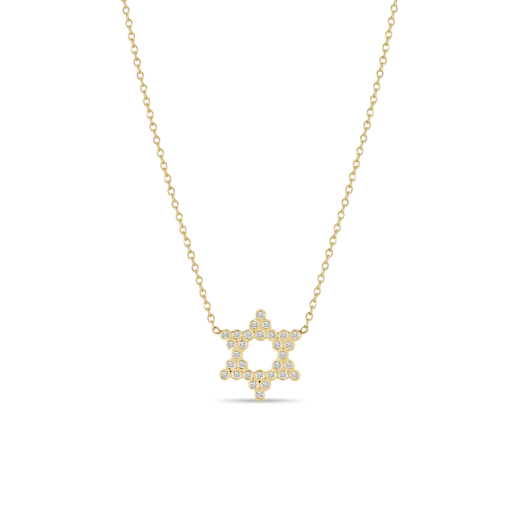 Zoë Chicco 14k Gold Small Diamond Bezel Star of David Necklace