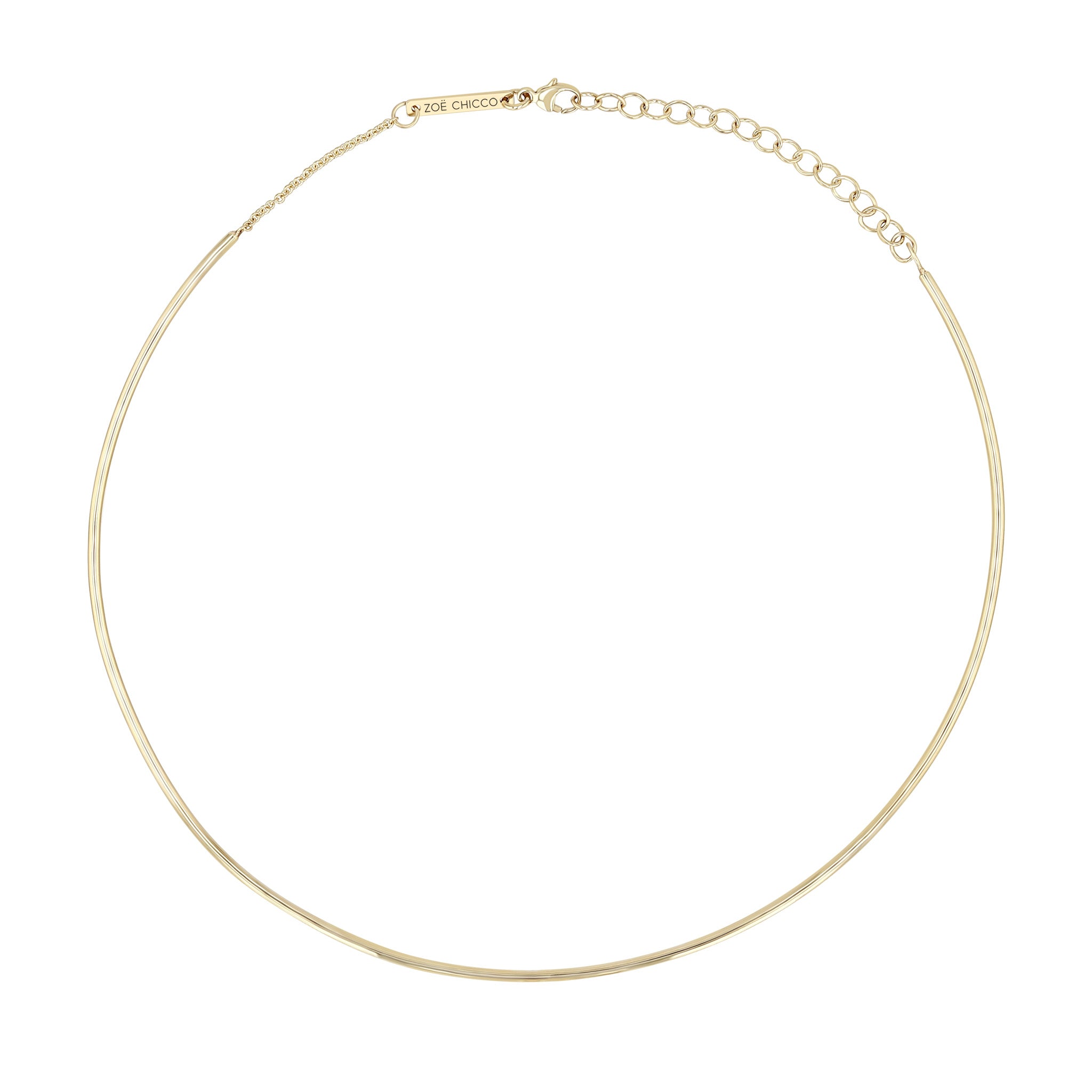 flat lay image of a Zoë Chicco 14k Gold Wire Choker Necklace