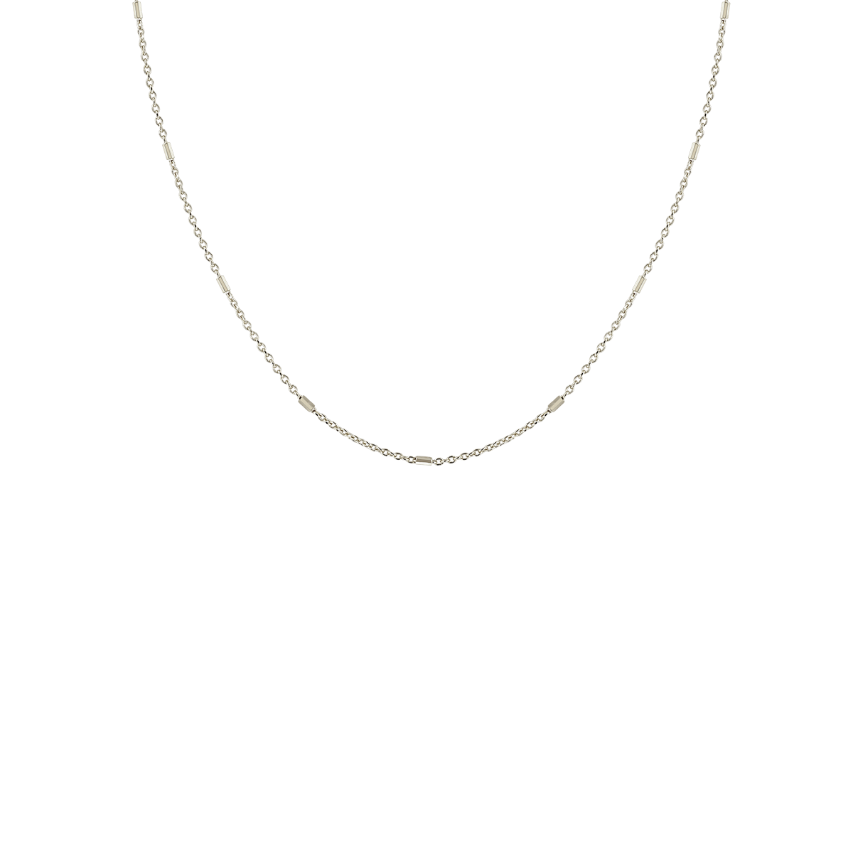 Zoe Chicco 14k white gold bar and cable chain necklace on a transparent background