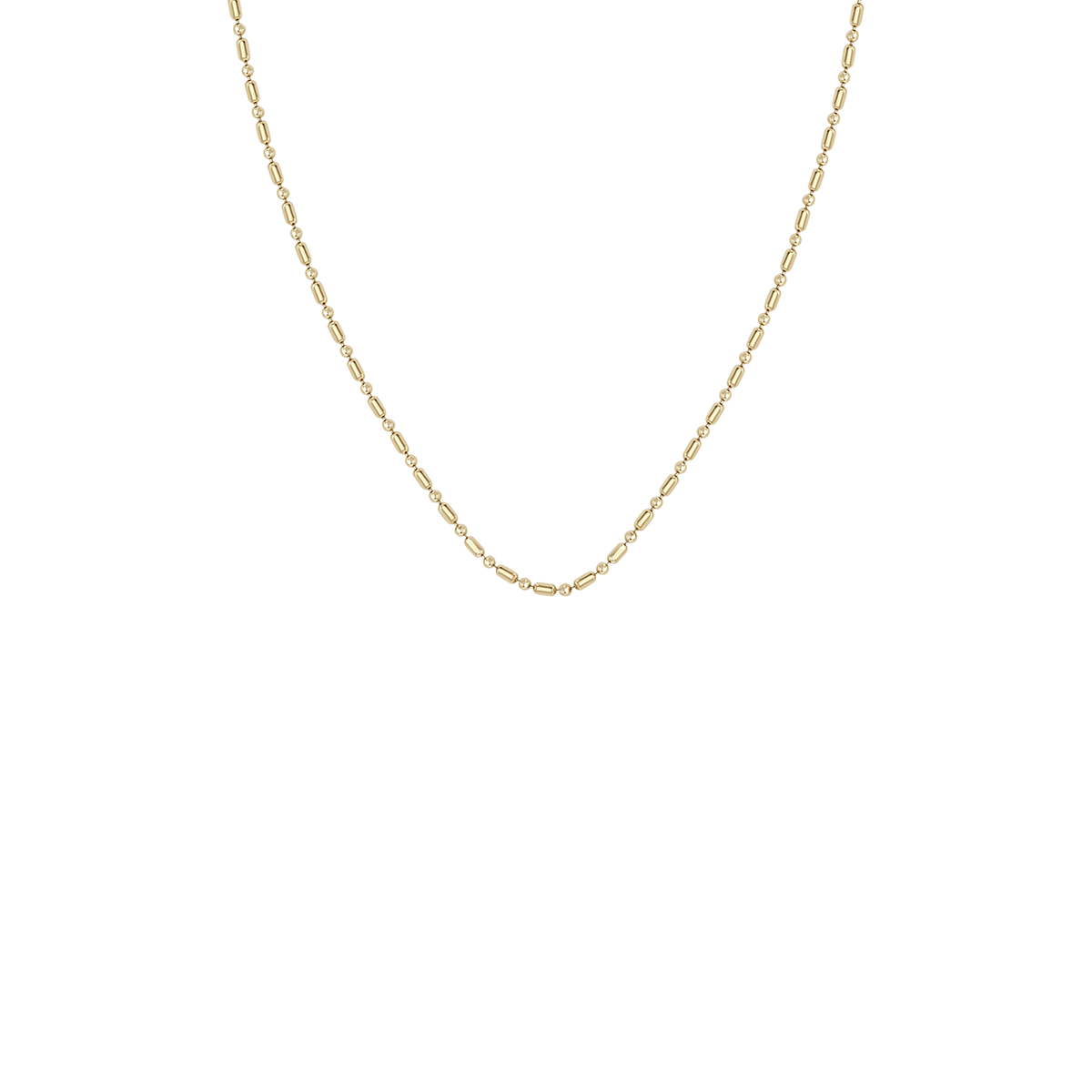 Zoe Chicco 14k white gold bead and tube chain necklace on a white background