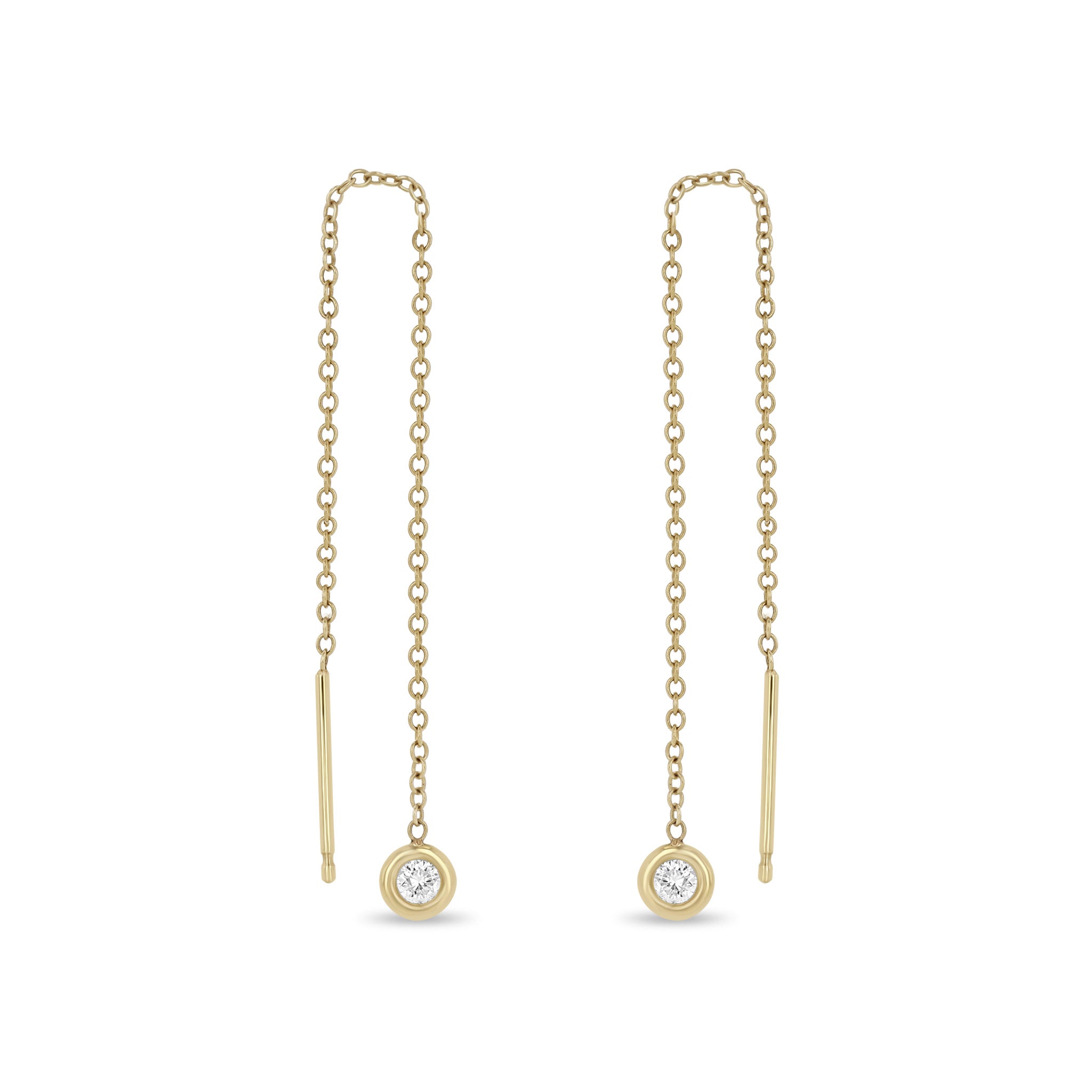 Zoë Chicco 14k Yellow Gold Floating Diamond Threader Earrings
