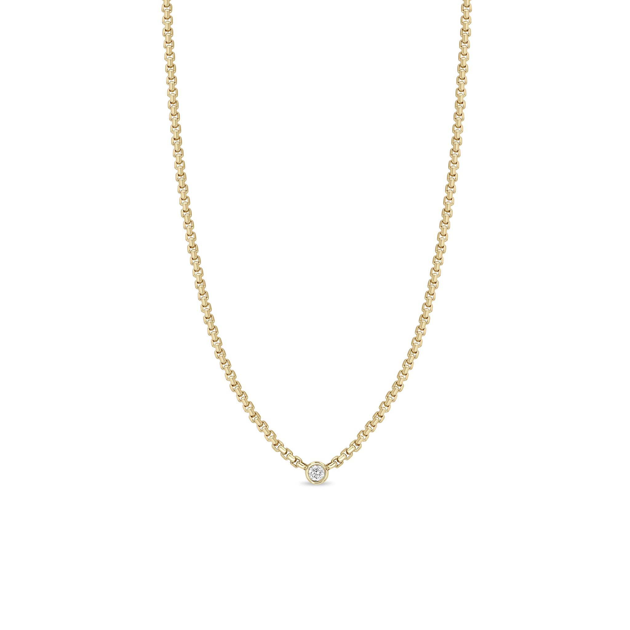 Zoë Chicco 14k Gold Floating Diamond Small Box Chain Necklace