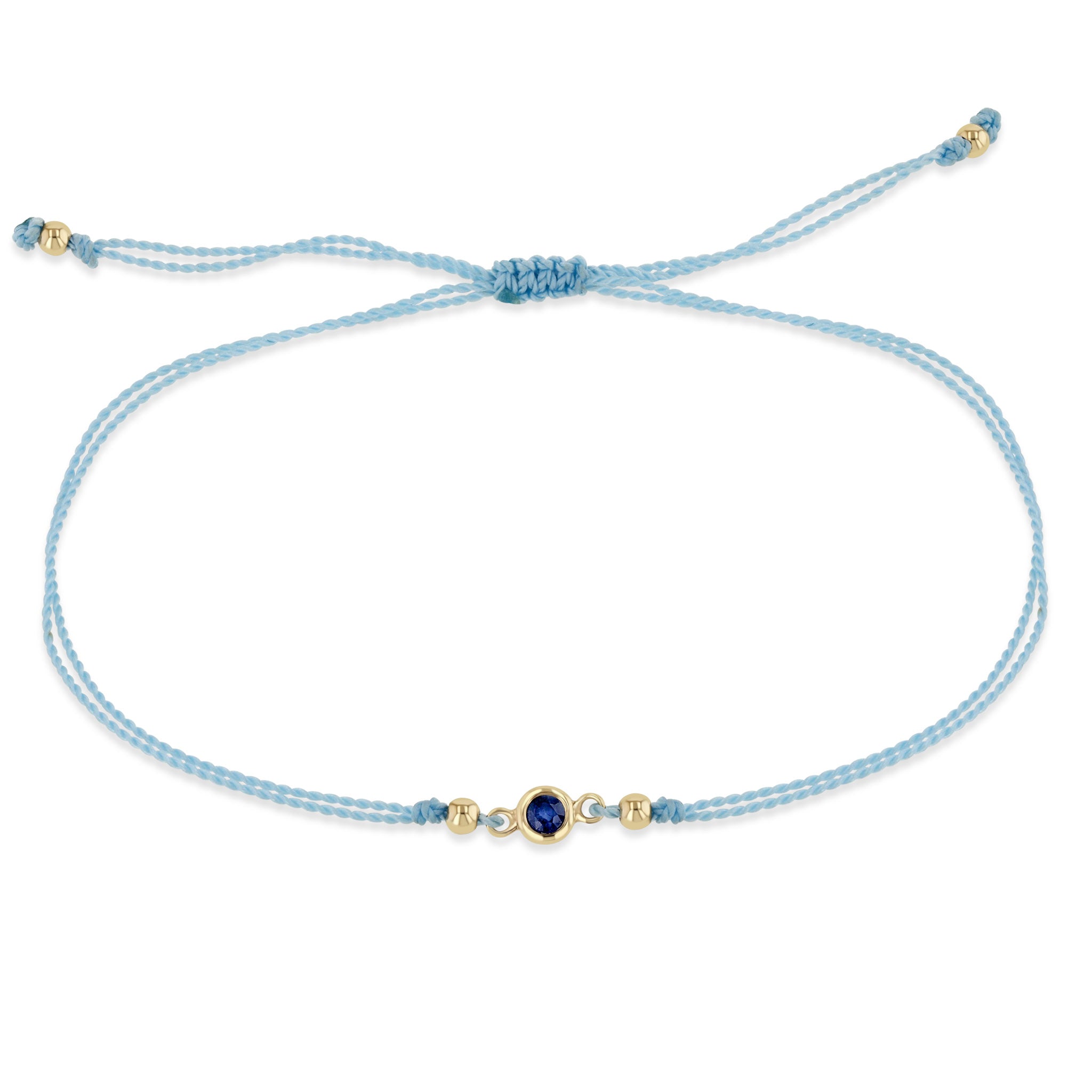 Zoë Chicco 14k Gold Floating Blue Sapphire Solitaire Cord Bracelet