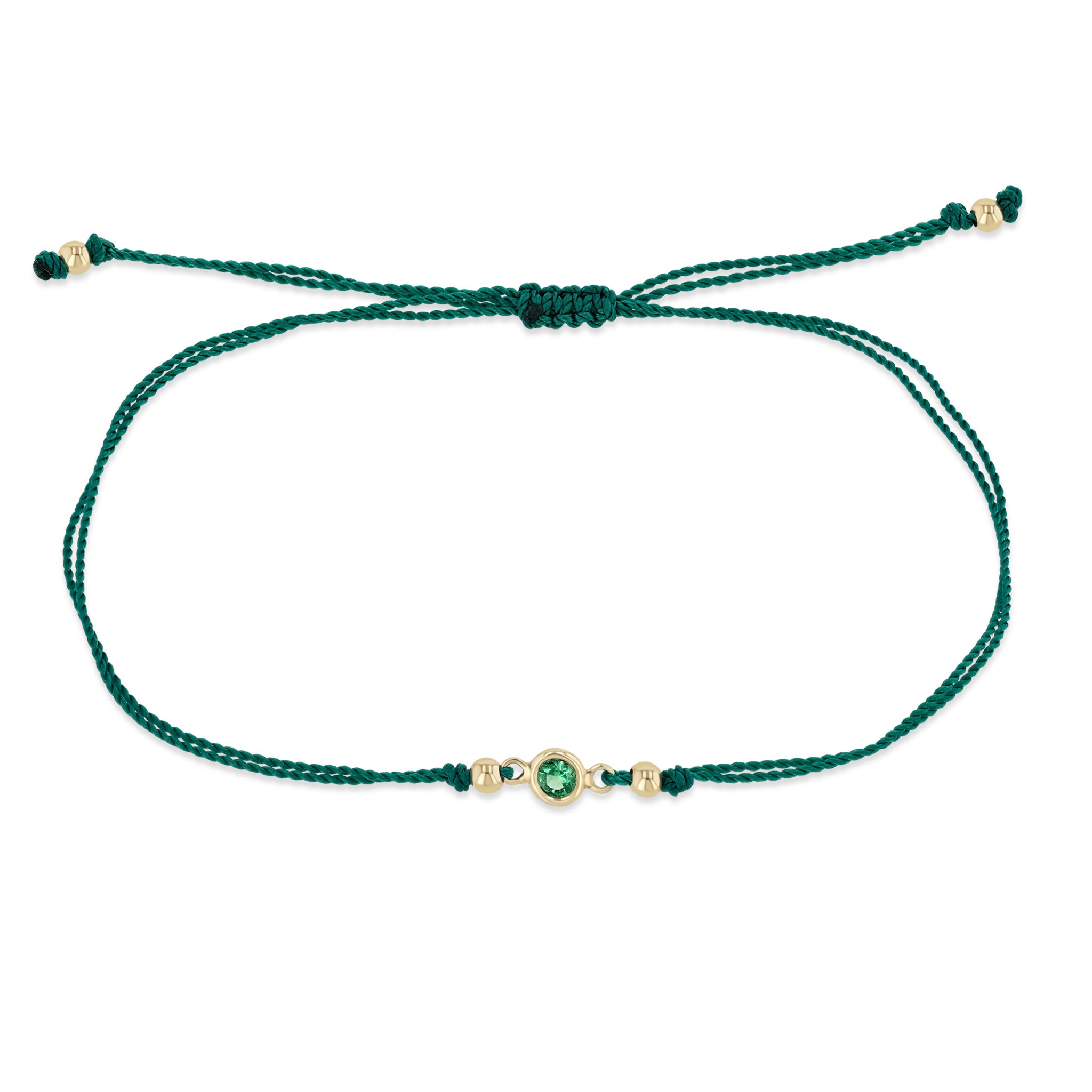 Zoë Chicco 14k Gold Floating Emerald Solitaire Cord Bracelet