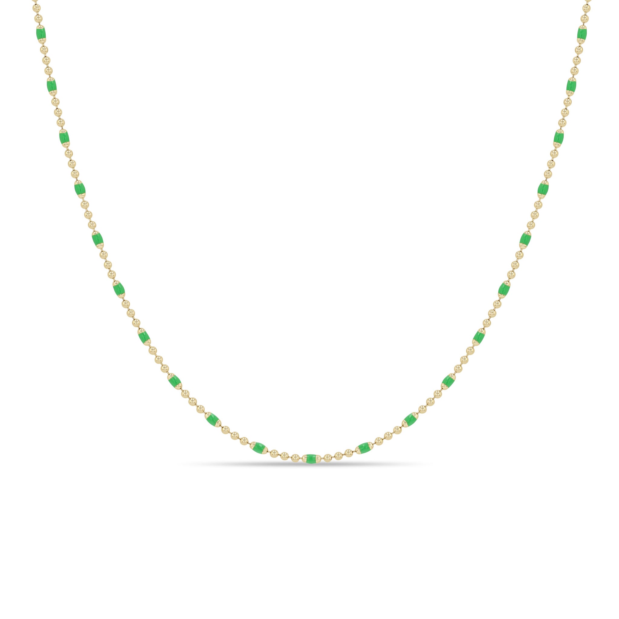 Zoe Chicco 14k Gold & Green Enamel Tube Bar Chain Necklace