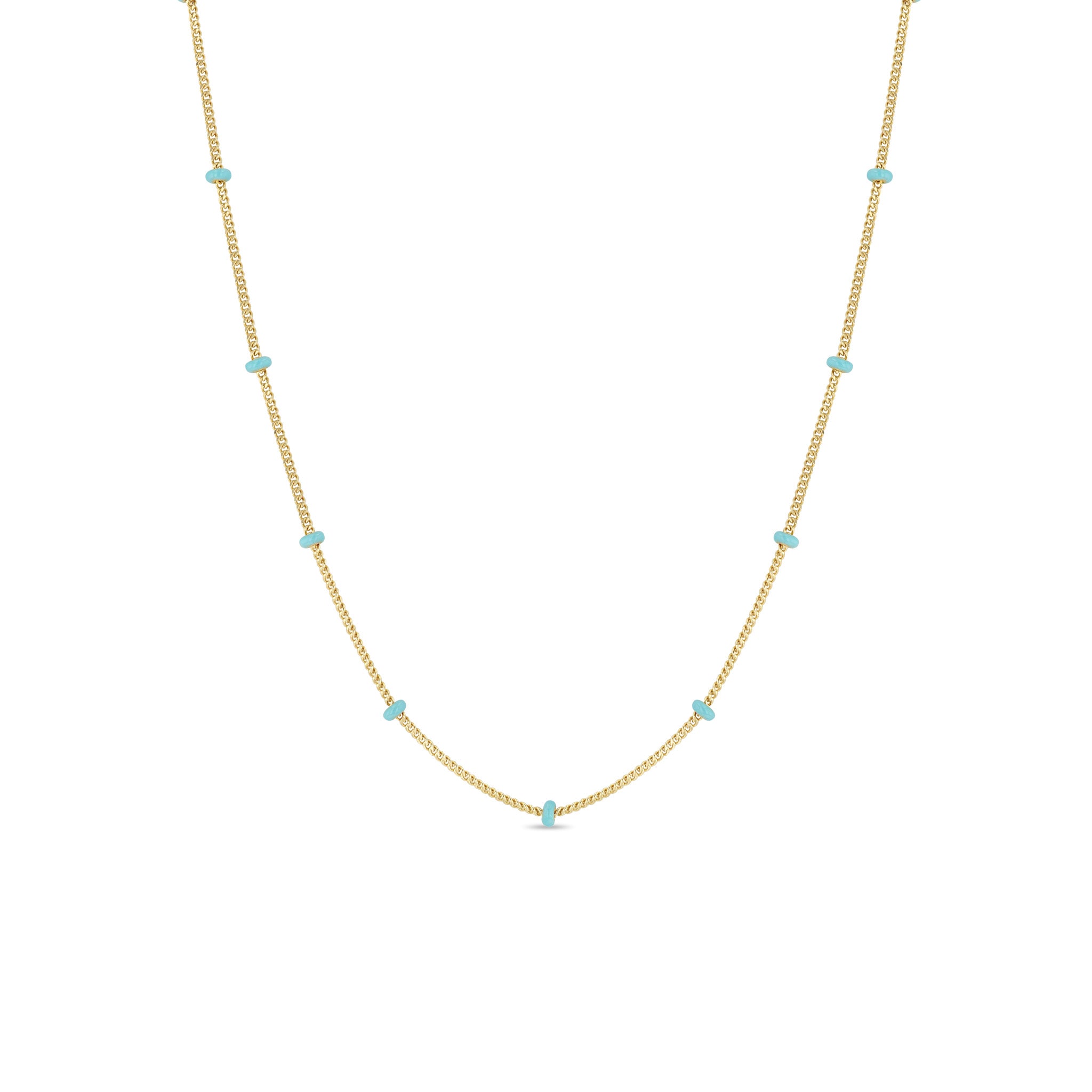 Zoë Chicco 14k Gold Turquoise Enamel Satellite Chain Necklace