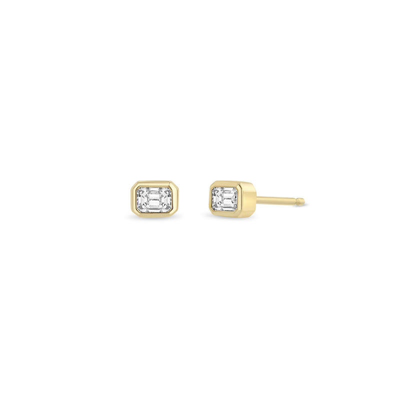 Zoë Chicco 14k Gold Emerald Cut Diamond Bezel Stud Earrings