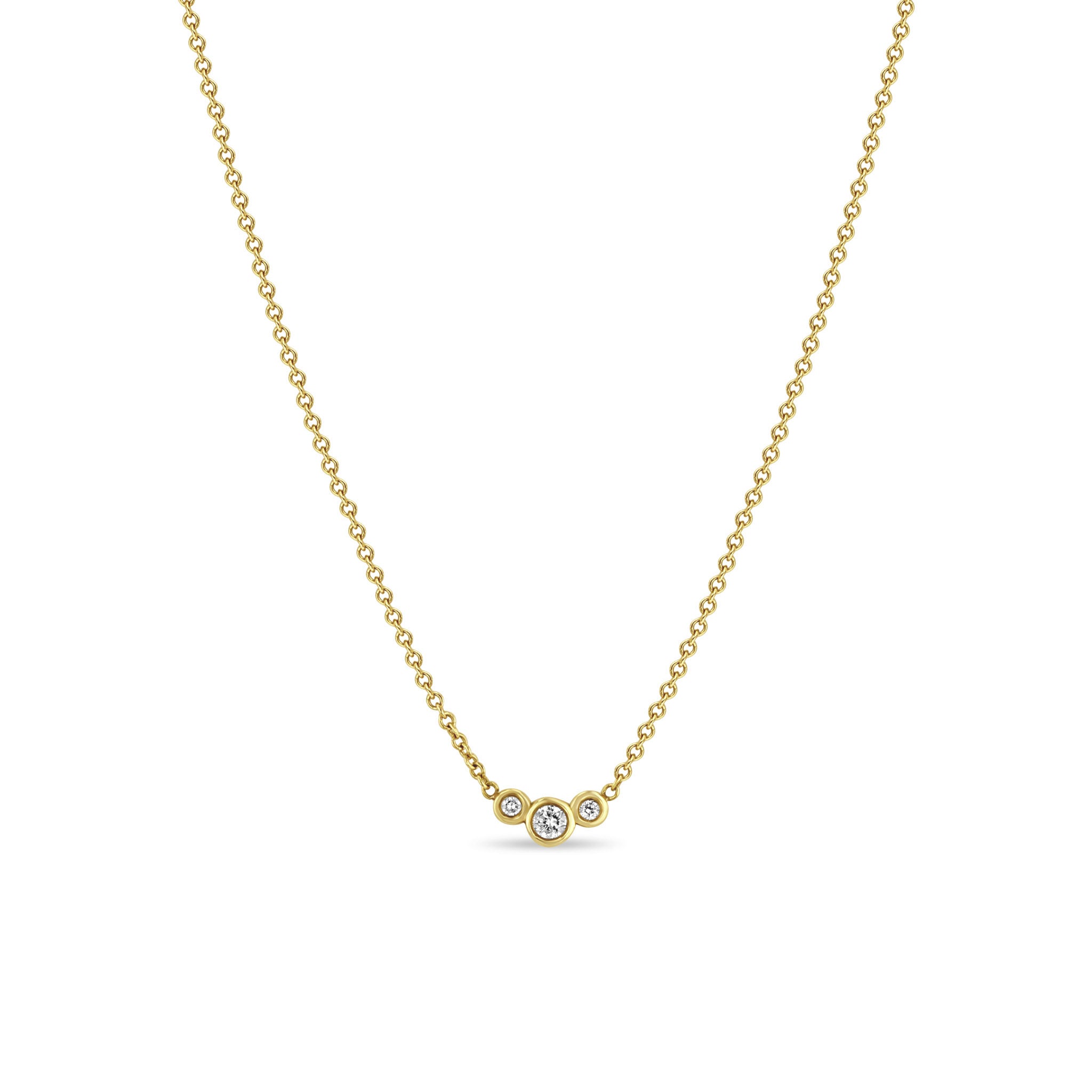 Zoë Chicco 14k Gold 3 Graduated Small Diamond Bezel Necklace