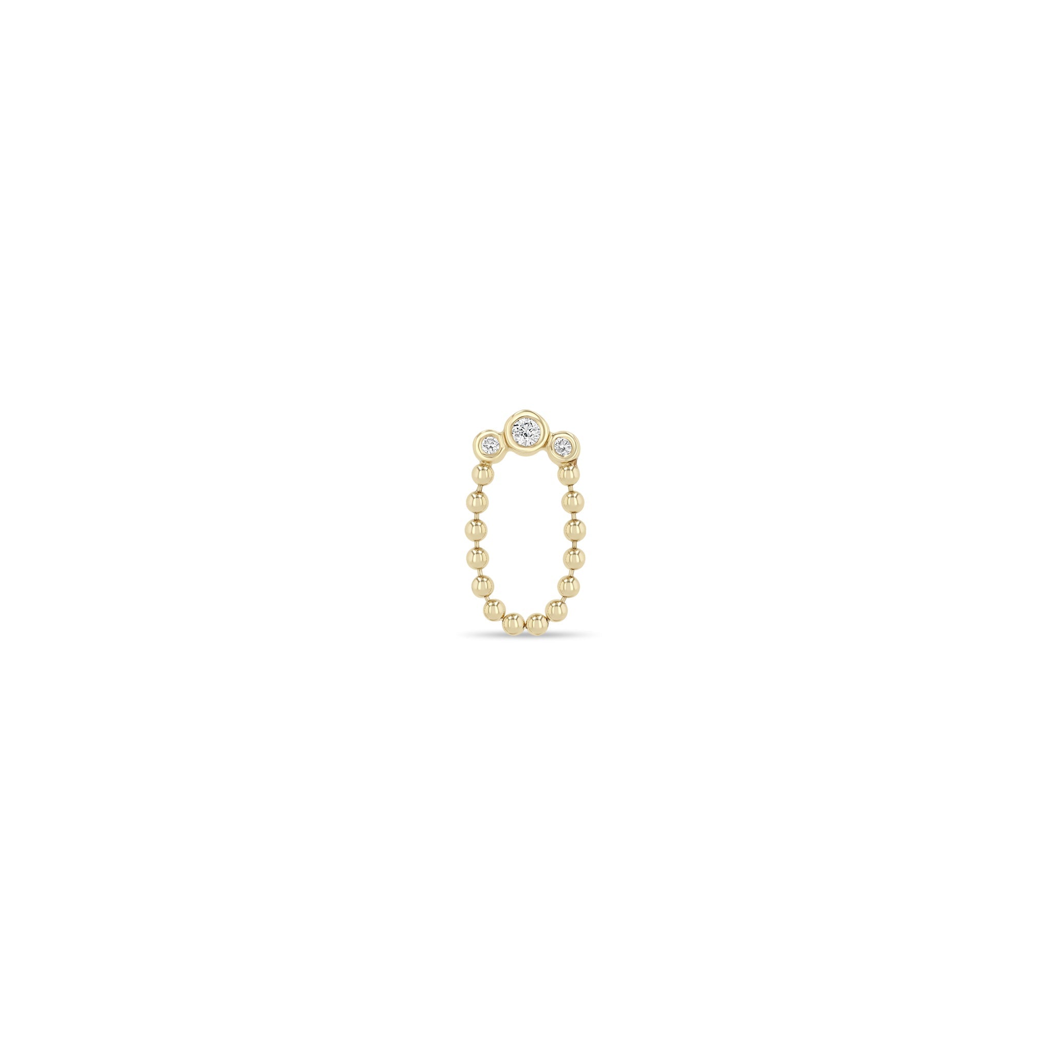 14k Graduated Diamond Bezel & Bead Chain Loop Drop Earrings