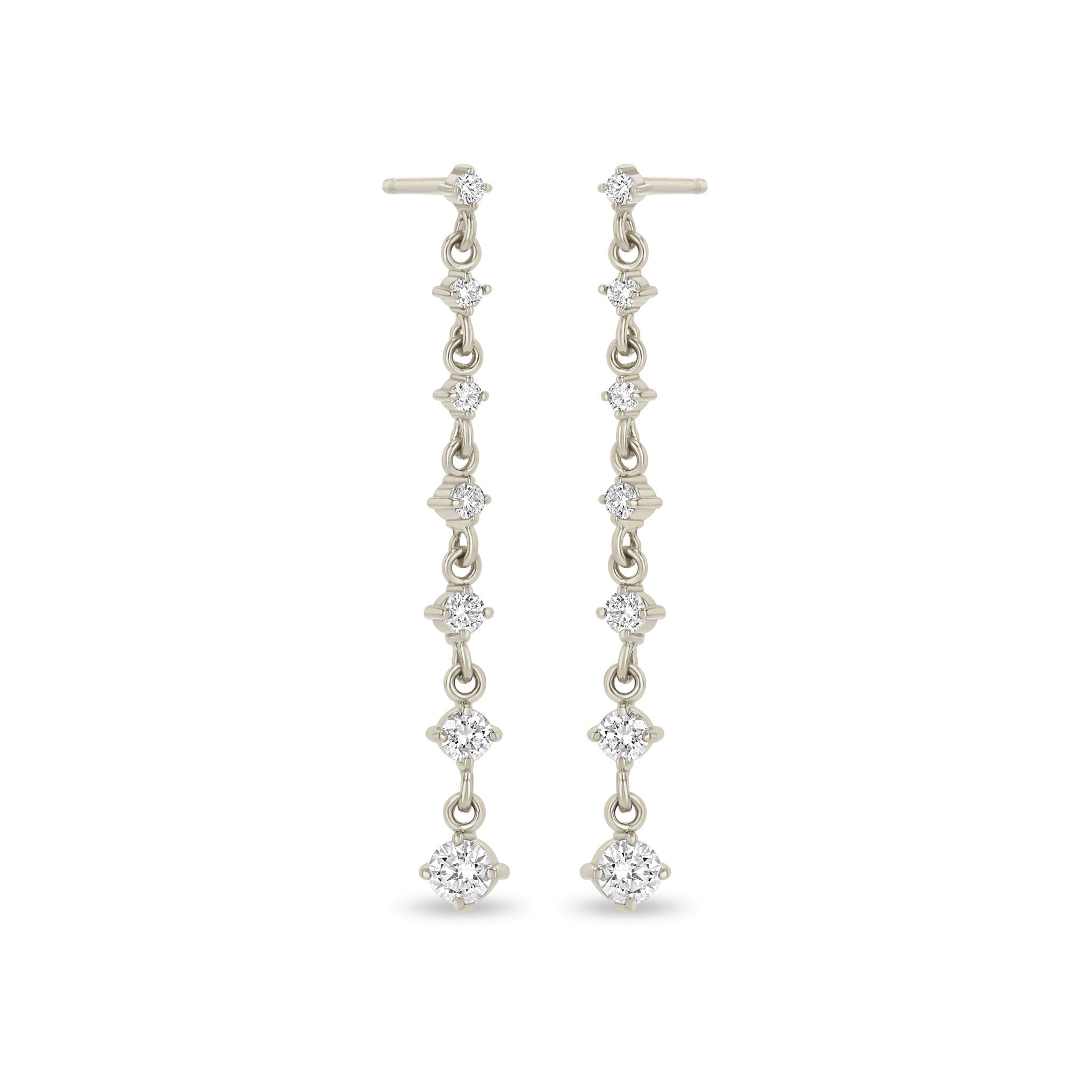 Zoë Chicco 14k Gold 7 Linked Graduated Prong Diamond Drop Earrings