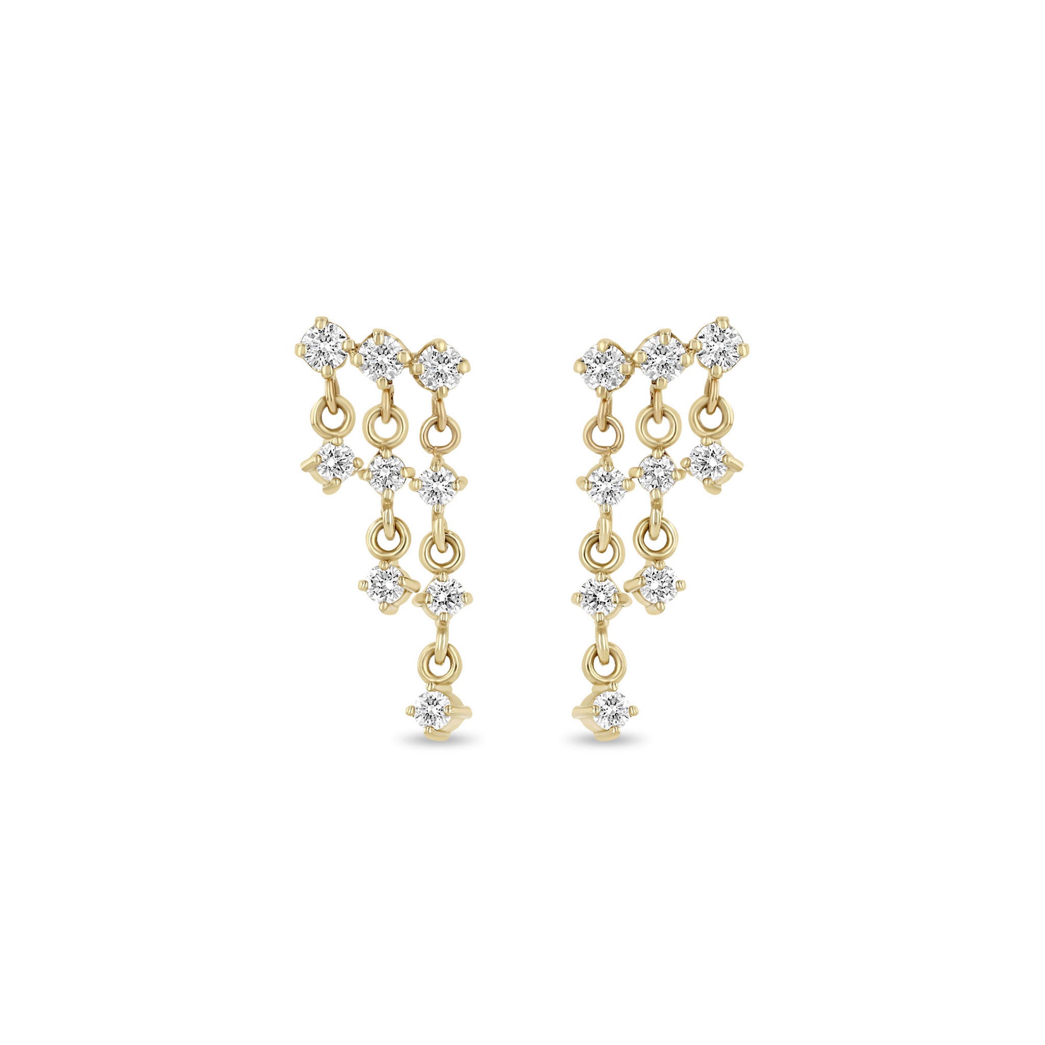 Zoë Chicco 14k Gold Linked Prong Diamond Waterfall Earrings