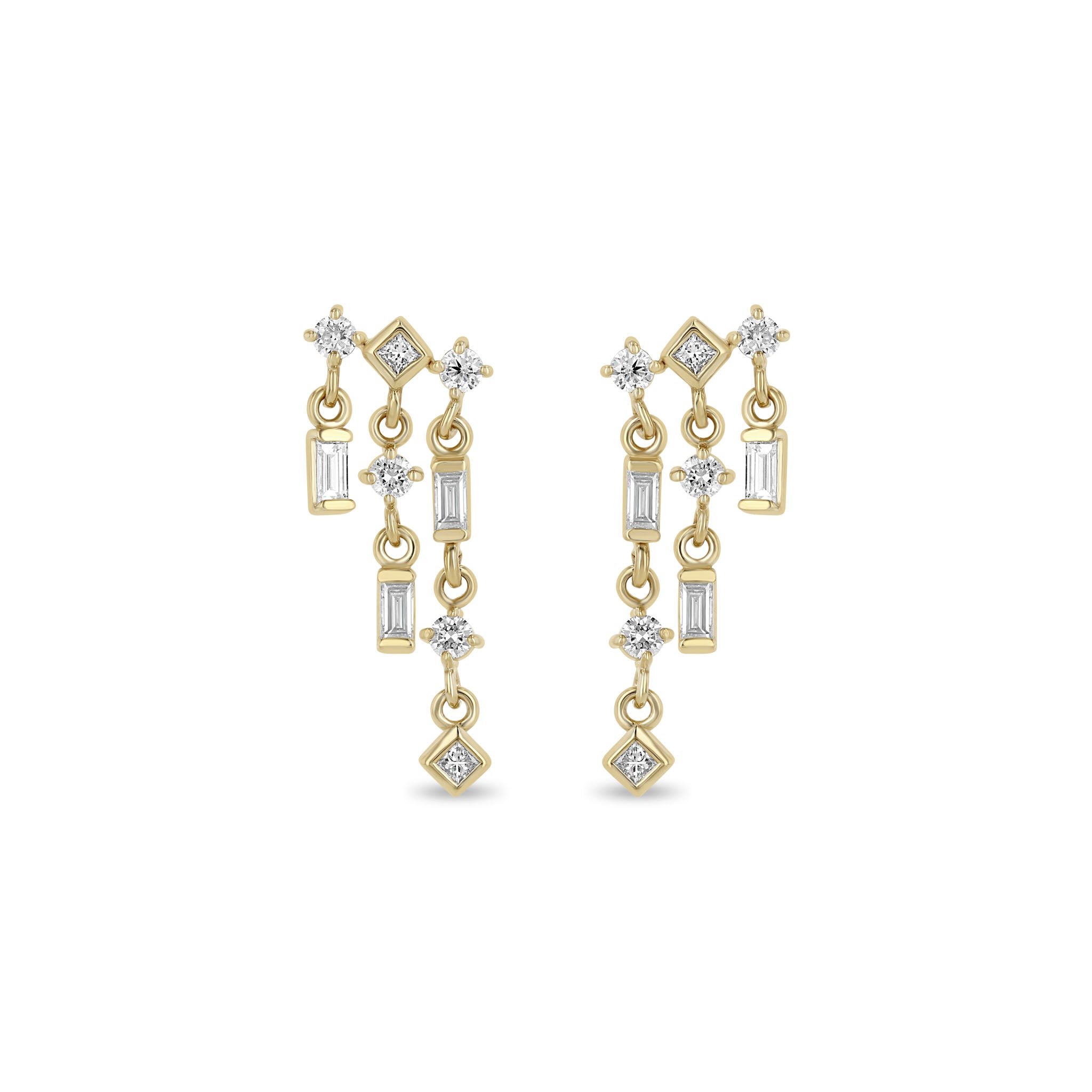 Zoë Chicco 14k Gold Linked Mixed Cut Diamond Waterfall Earrings