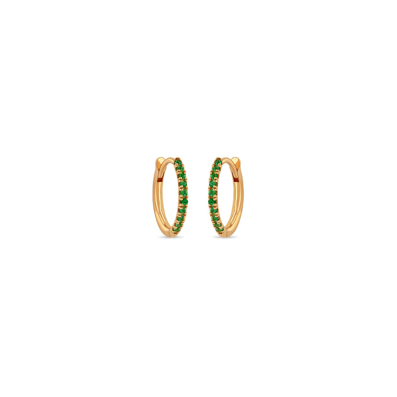 Zoë Chicco 14k Gold Pavé Emerald Medium Hinge Huggie Hoop Earrings