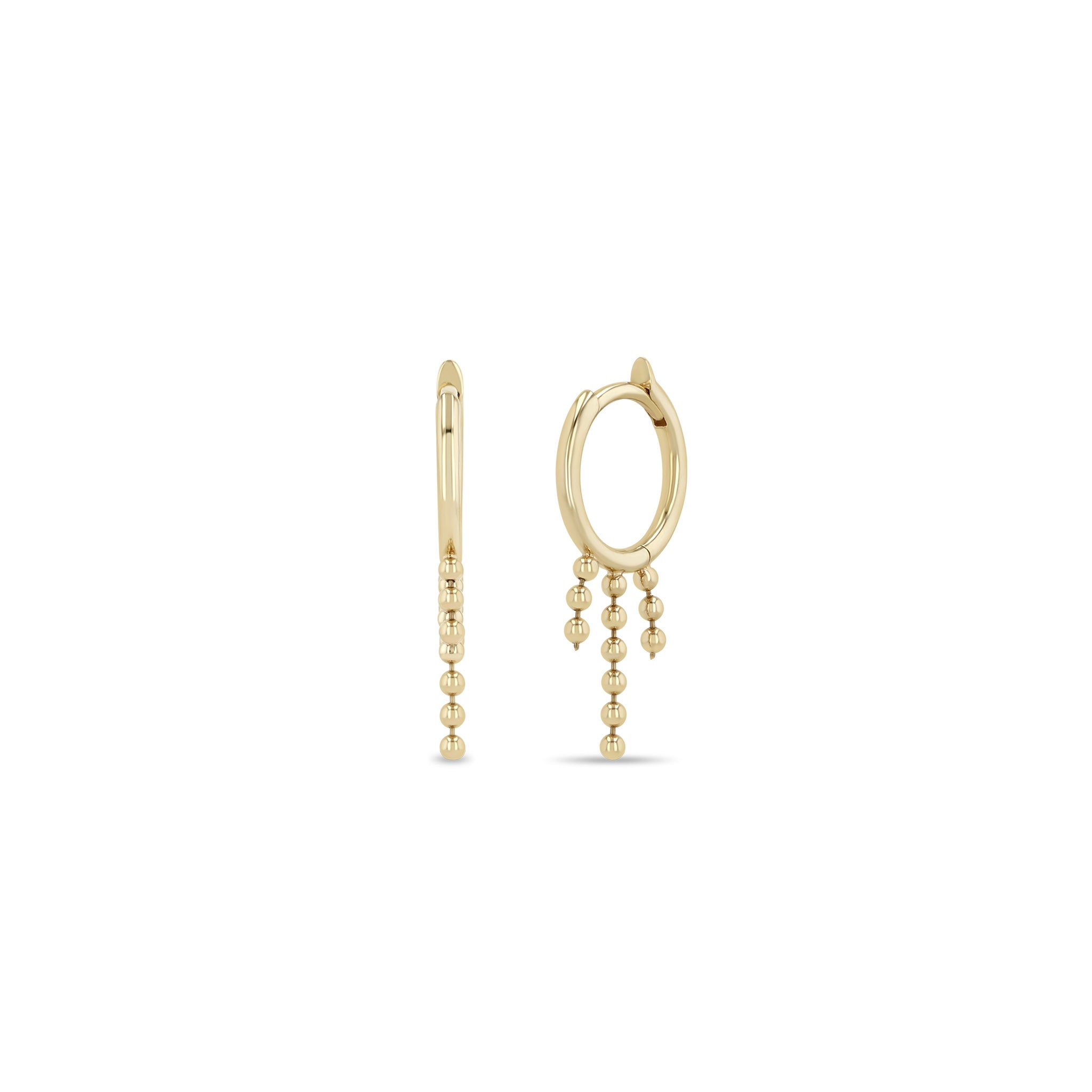 Zoë Chicco 14k Gold Waterfall Bead Chain Hinge Huggie Hoop Earrings