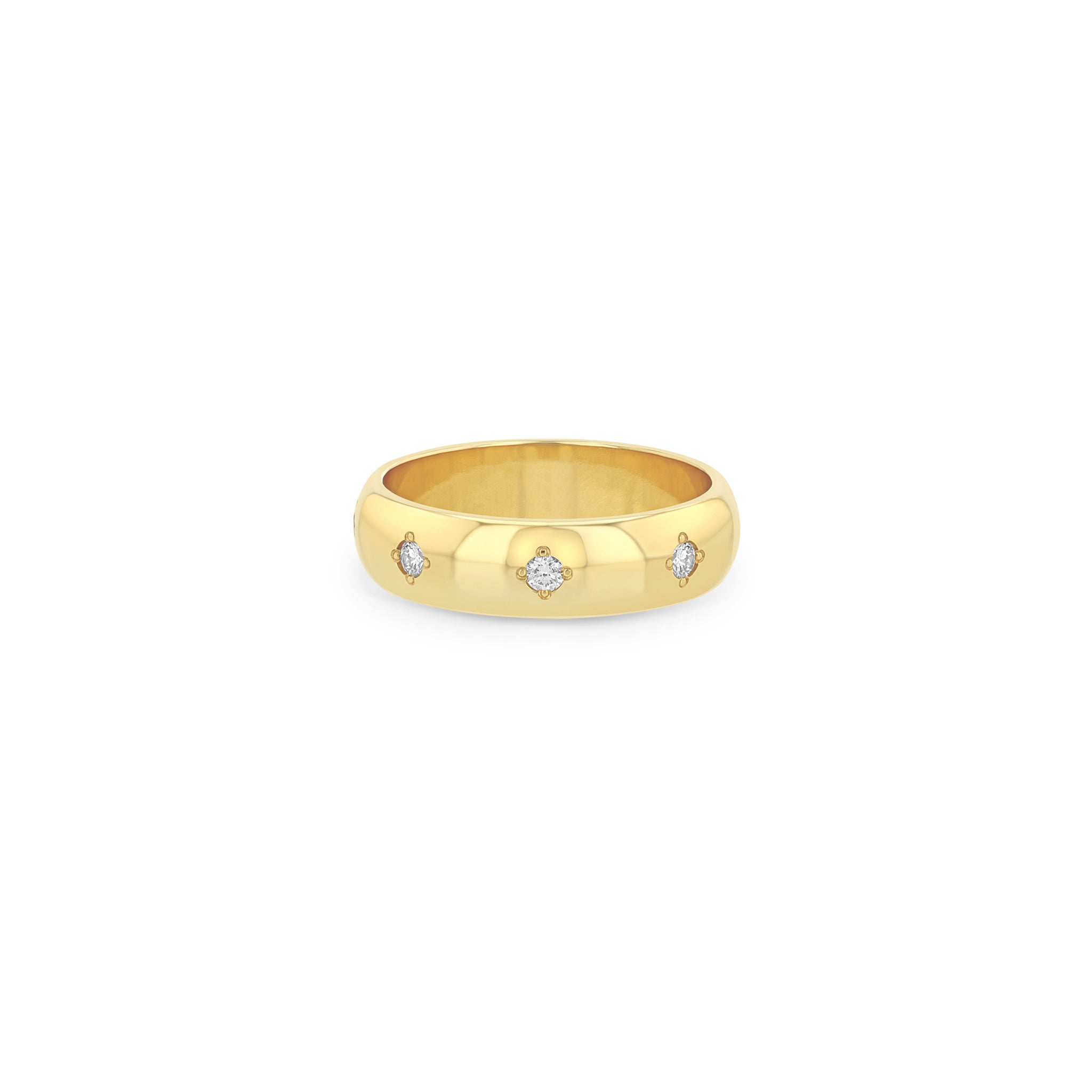 Zoë Chicco 14k Gold Half Round Ring with 8 Star Set Diamonds