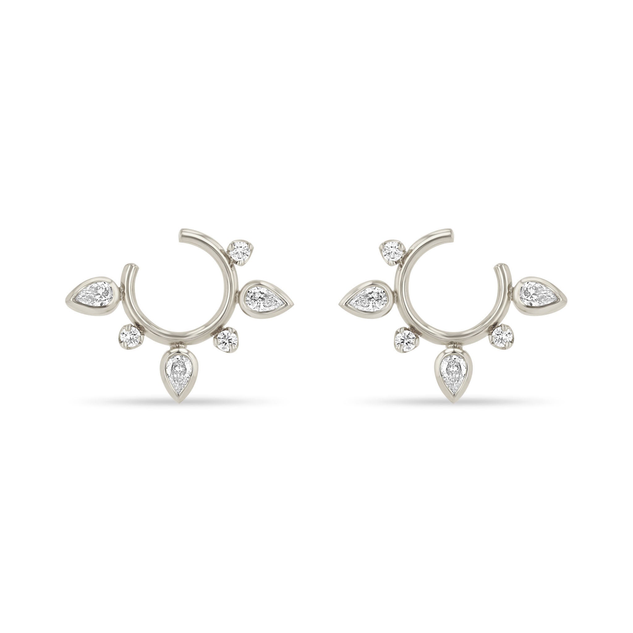 Zoë Chicco 14k Gold Pear & Prong Diamond Front to Back Circle Hoop Earrings
