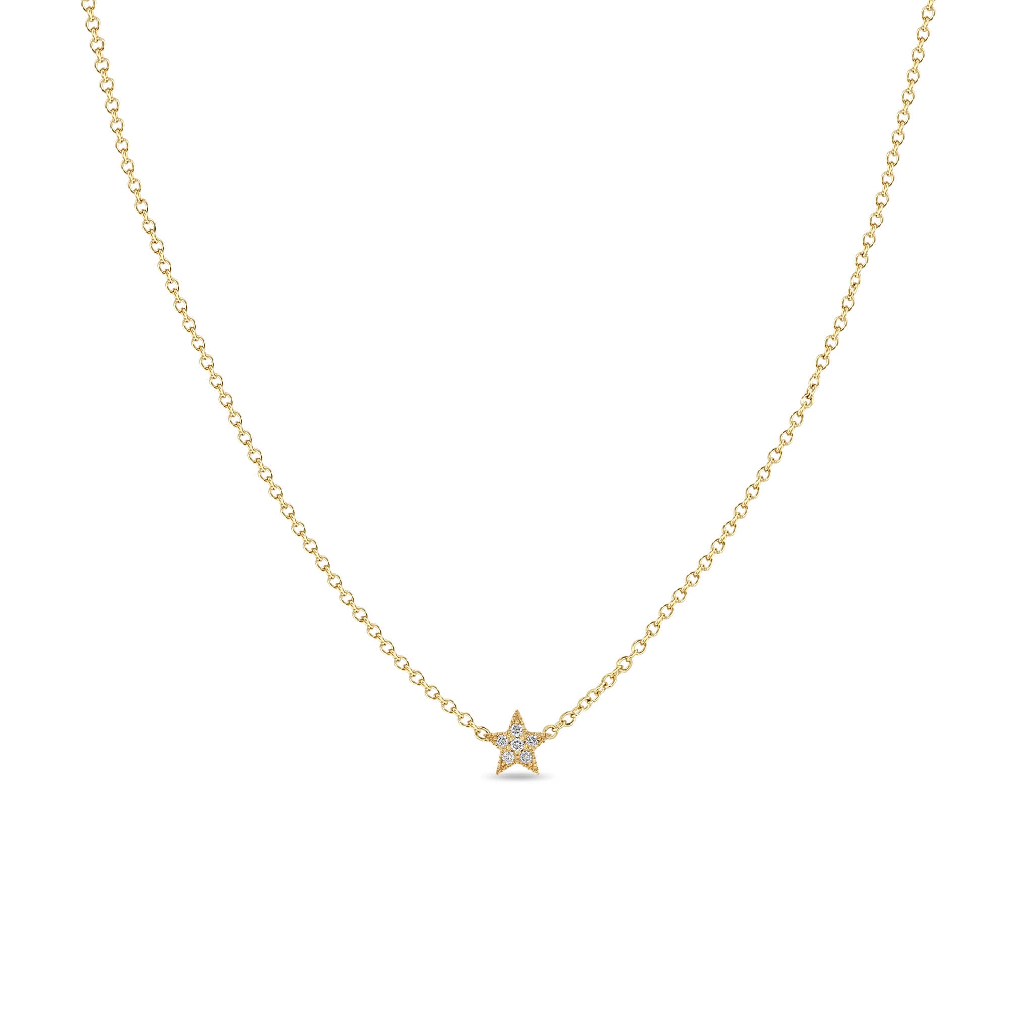 Zoë Chicco 14k Yellow Gold Itty Bitty Pavé Diamond Star Necklace