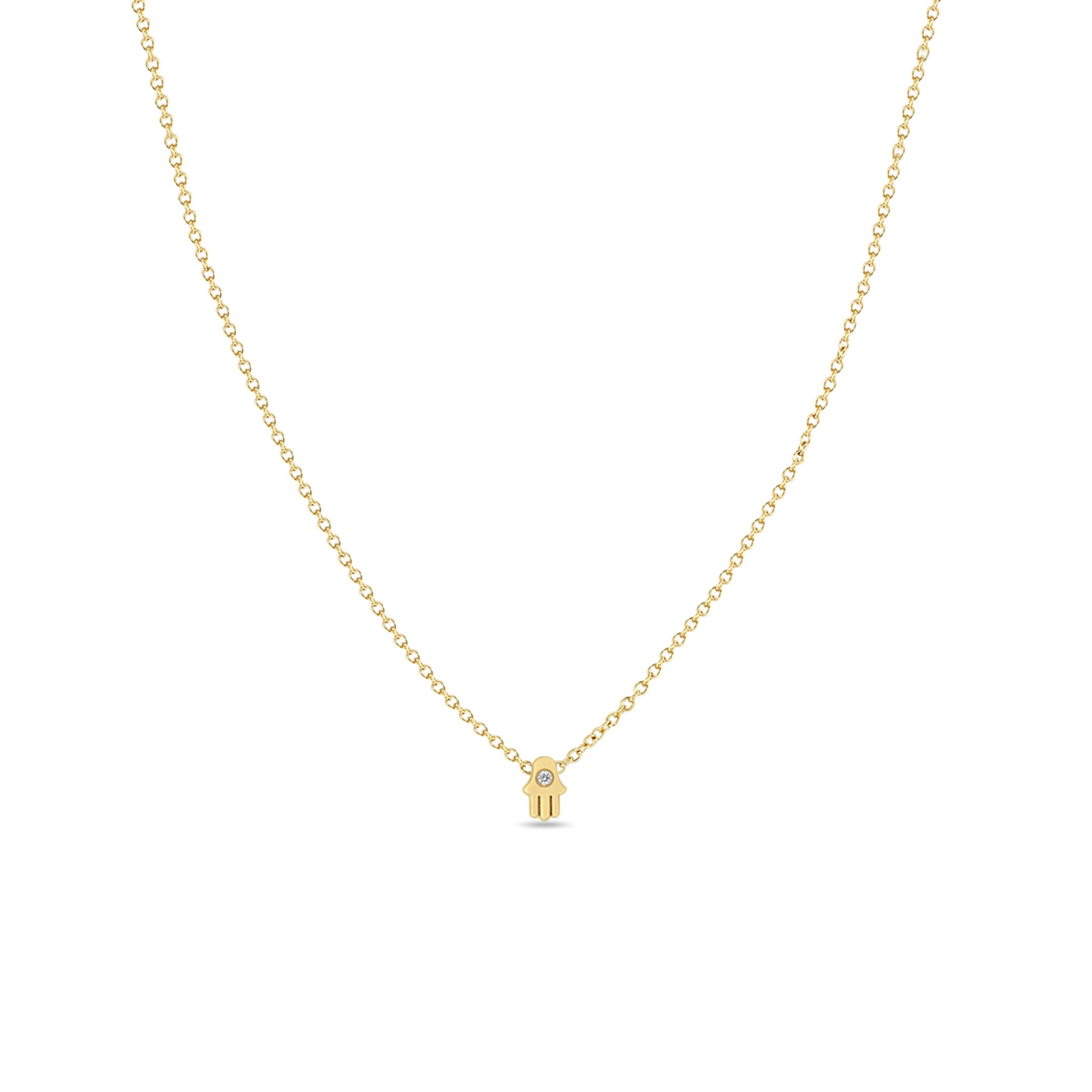 Zoë Chicco 14k Gold Itty Bitty Diamond Hamsa Necklace