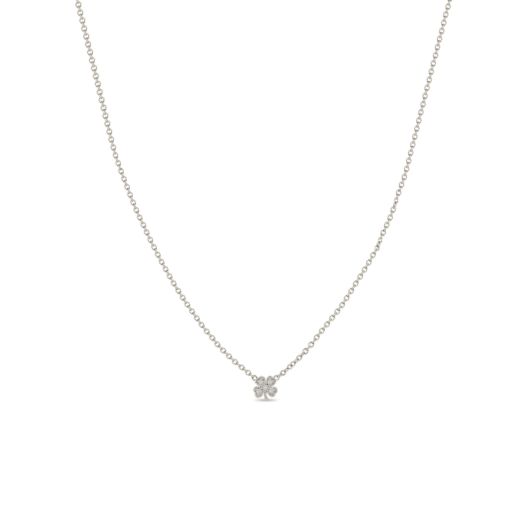 Zoë Chicco 14k Gold Itty Bitty Diamond Clover Necklace