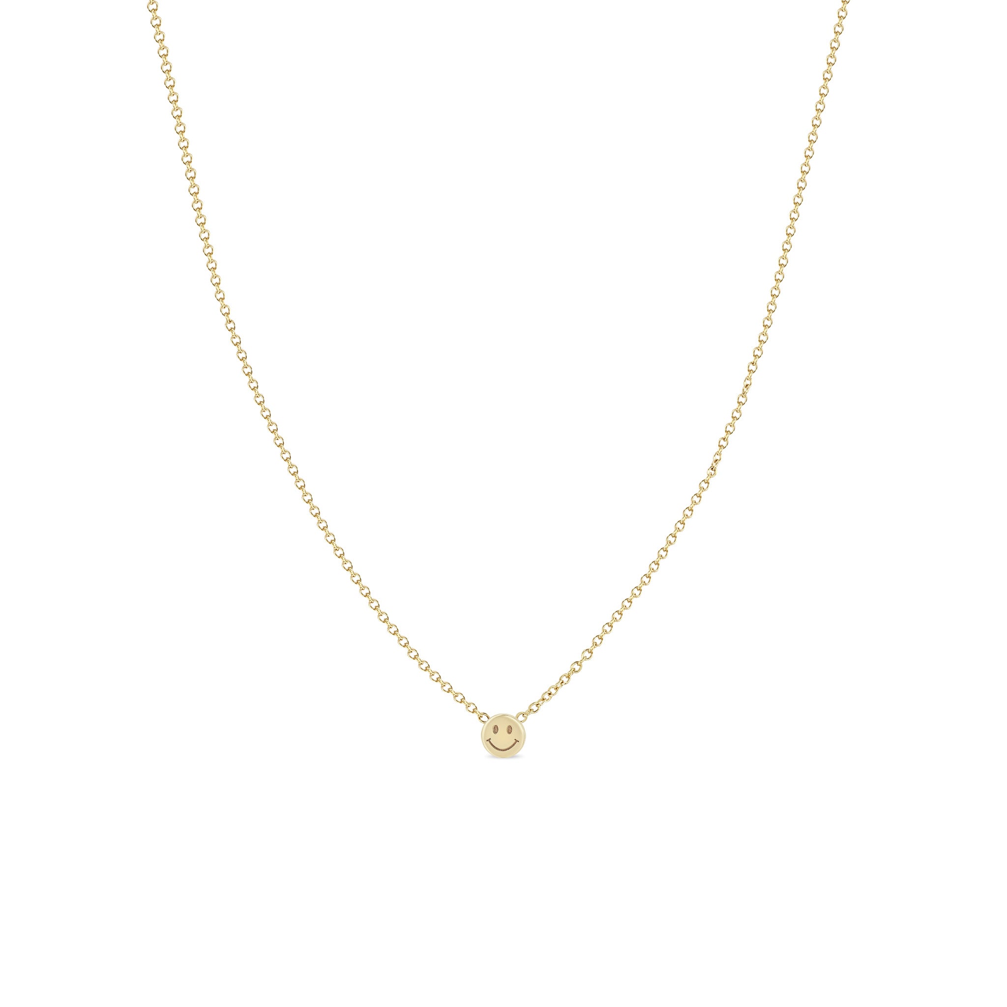 Zoe Chicco 14k Yellow Gold Itty Bitty Smiley Face Necklace