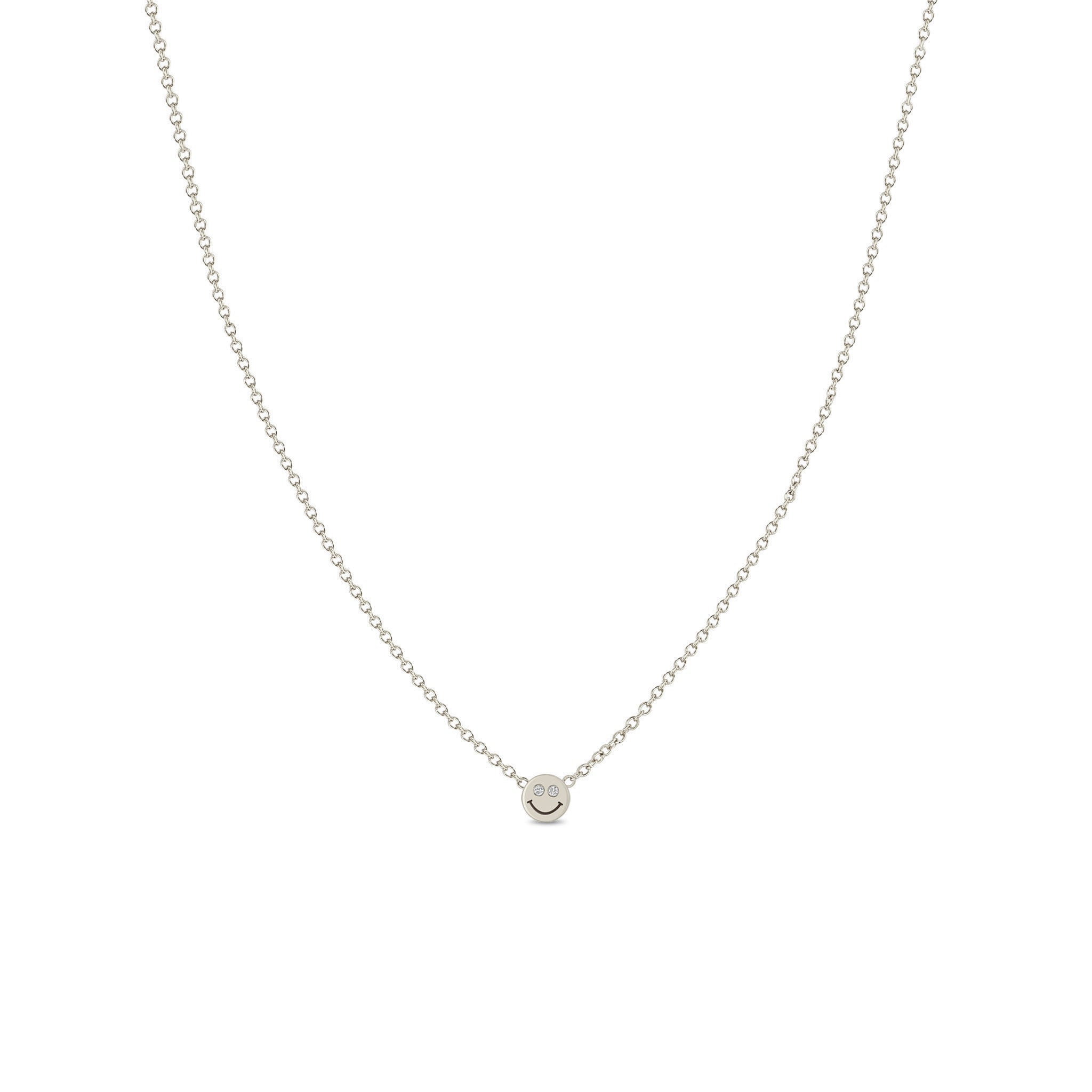 Zoë Chicco 14k Gold Itty Bitty Smiley Face with Diamond Eyes Necklace