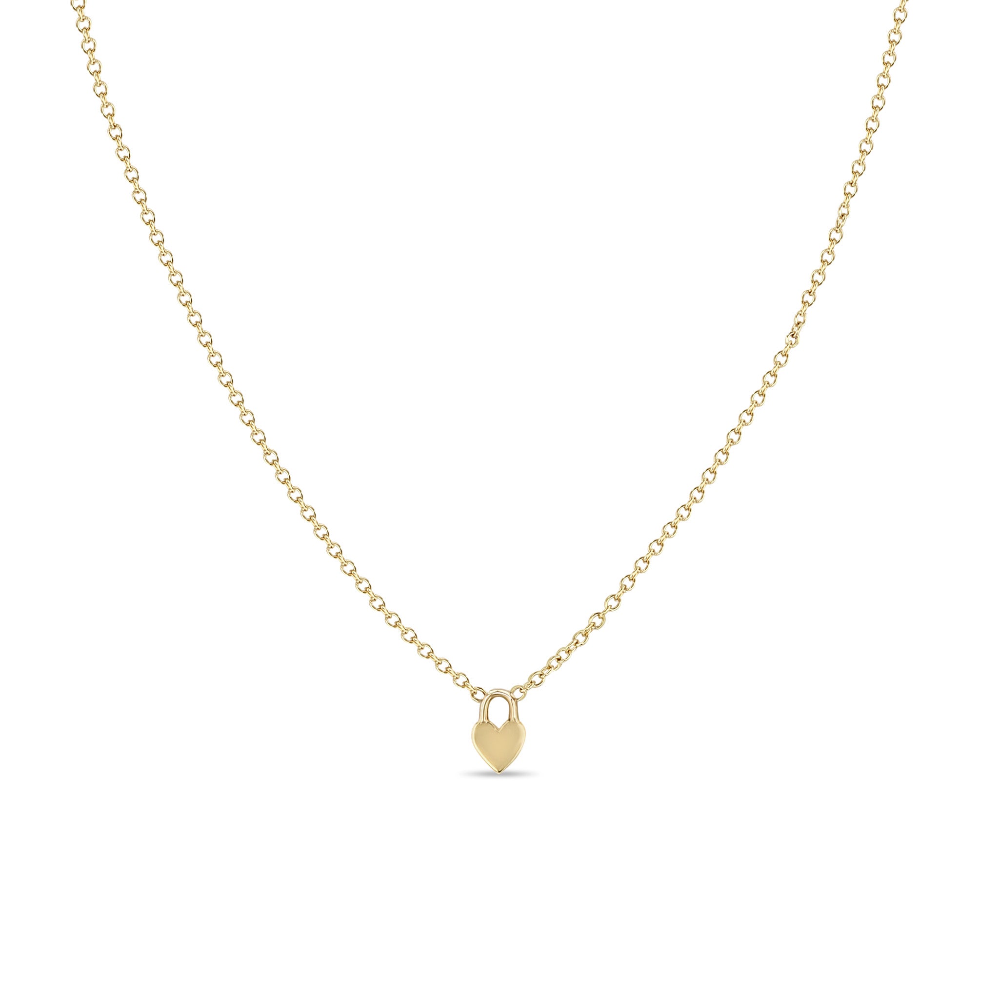 Zoe Chicco 14k Yellow Gold Itty Bitty Heart Padlock Necklace