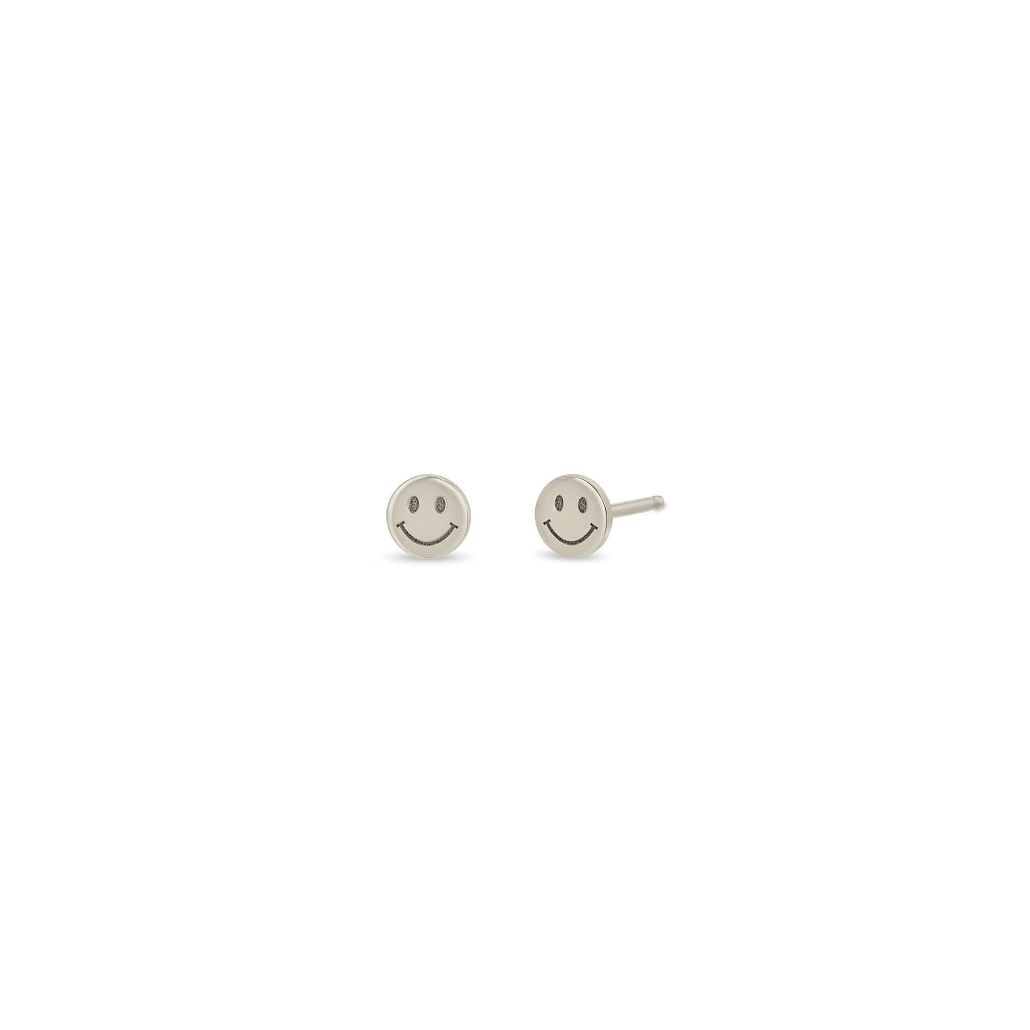 Zoë Chicco 14k White Gold Itty Bitty Smiley Face Stud Earring
