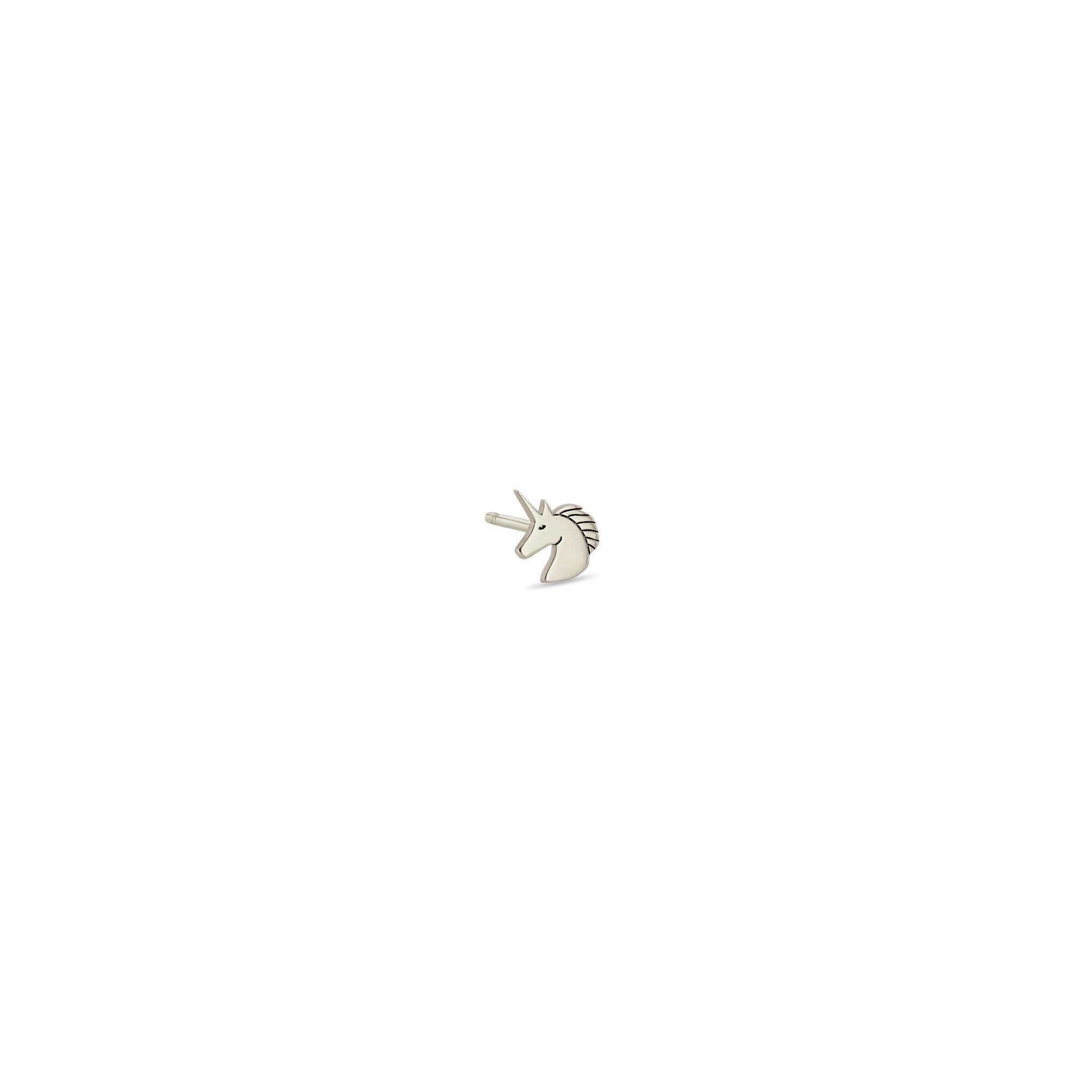 Zoe Chicco 14k white Gold Itty Bitty Unicorn Stud Earring