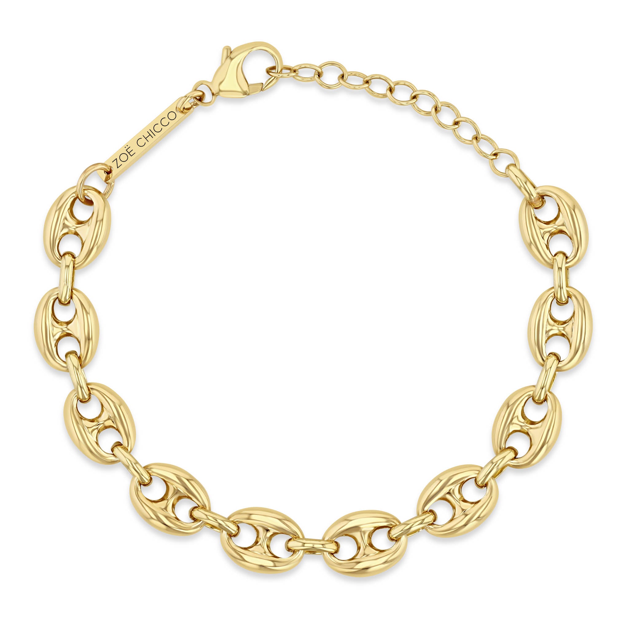 14k Gold Large Puffer Mariner Chain Bracelet