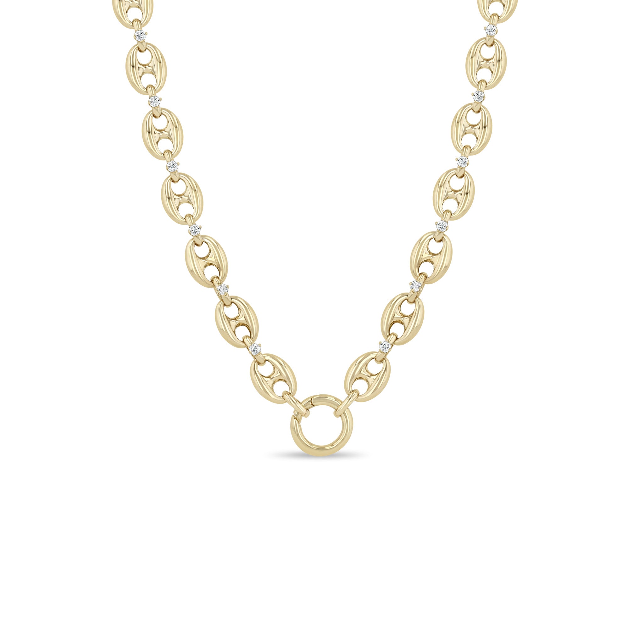 Zoe Chicco 14k Prong Diamond Large Mariner Link Enhancer Necklace on a white background