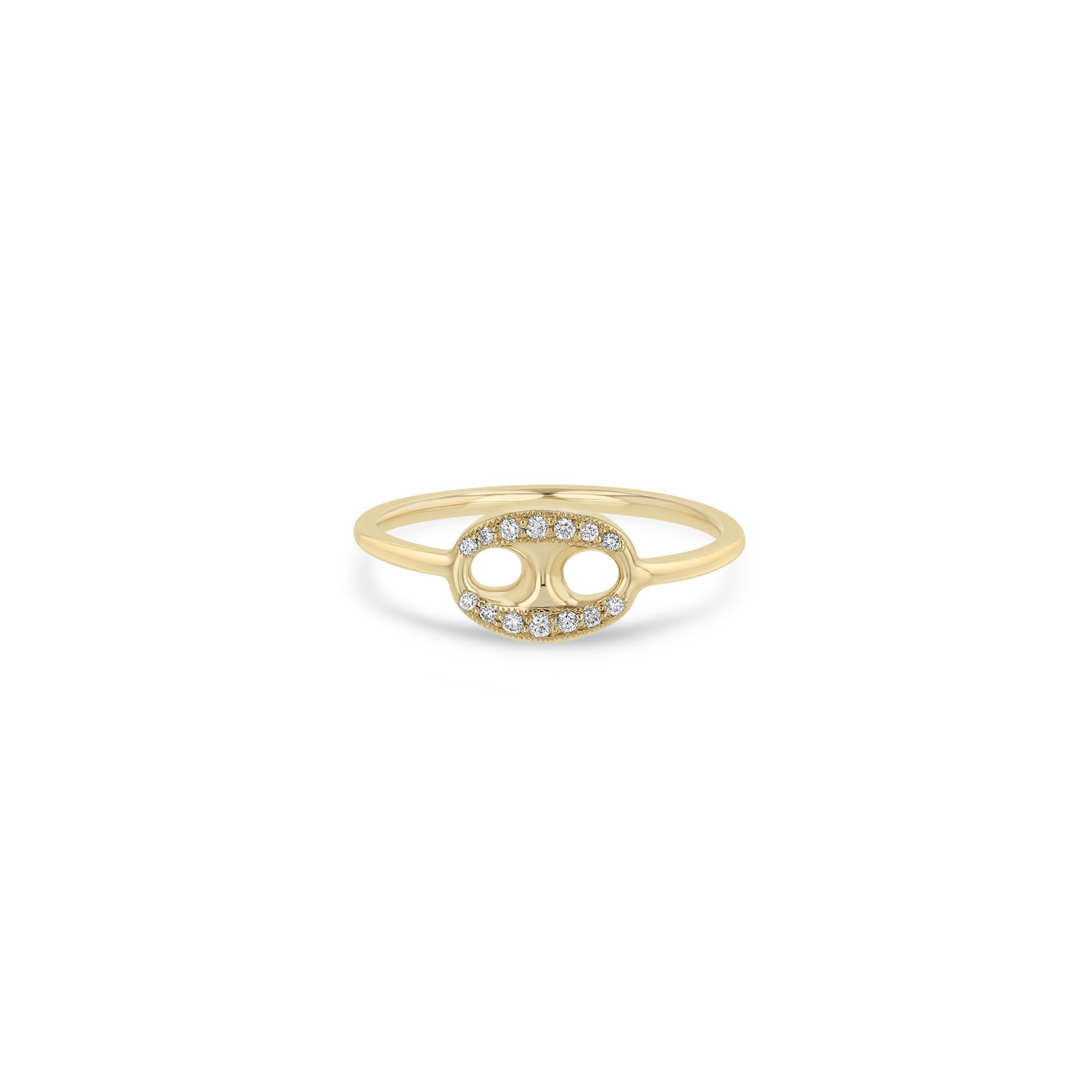 Zoë Chicco 14k Gold Single Pavé Diamond Large Mariner Link Ring