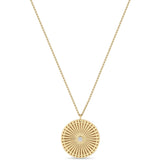 Zoë Chicco 14k Gold Large Sunbeam Medallion Diamond Bezel Necklace