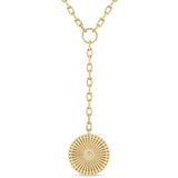 Zoë Chicco 14k Gold Large Sunbeam Medallion on Medium Oval Link Lariat Necklace