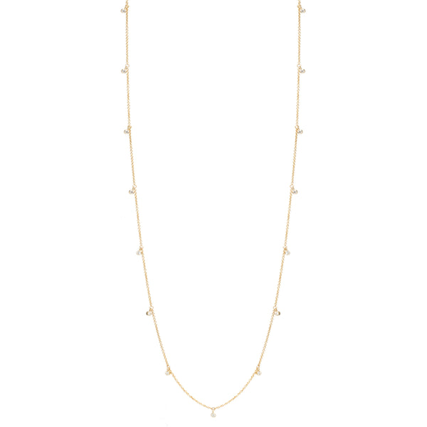 14k 15 Dangling Diamond Charm Long Chain Necklace - SALE