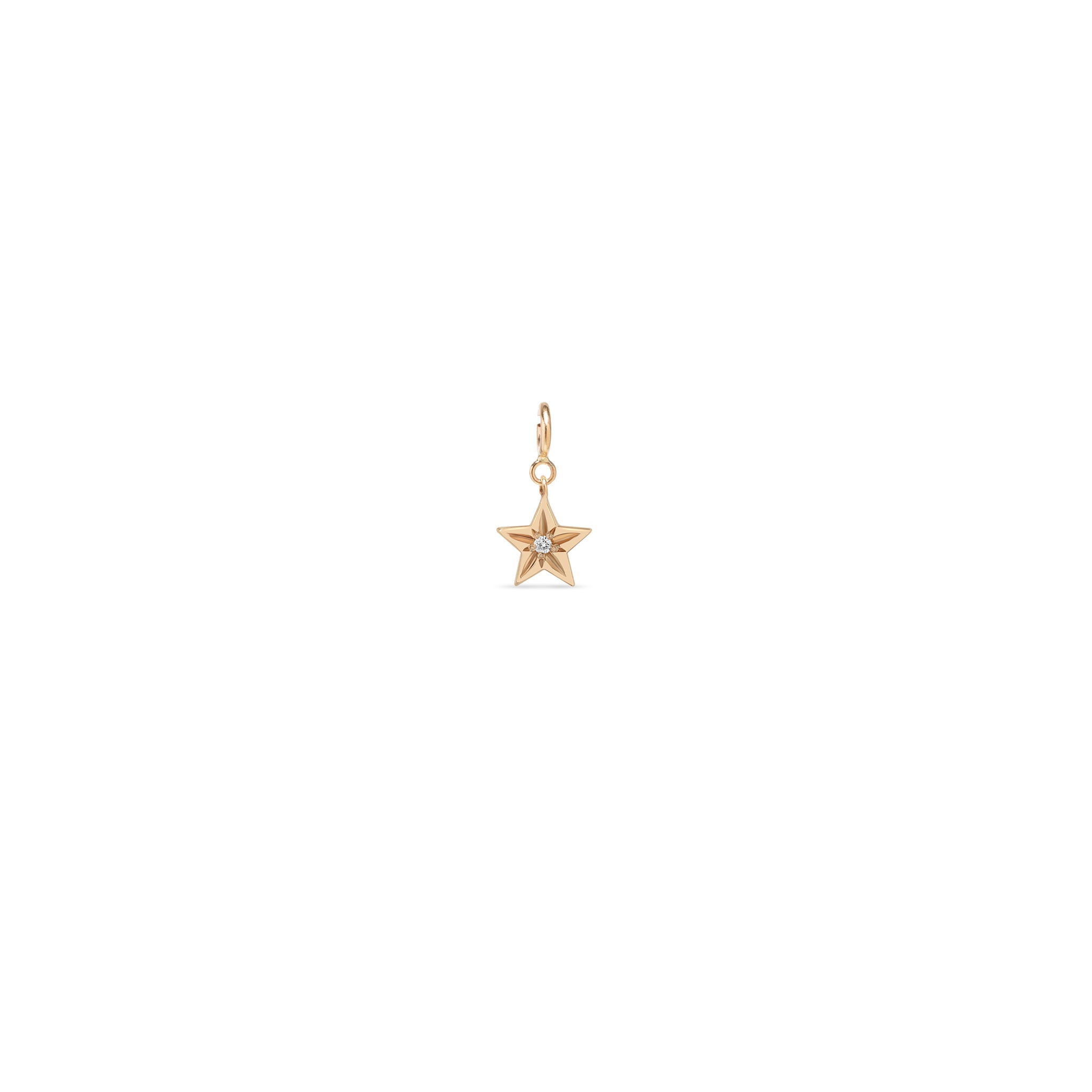 Zoe Chicco 14k rose gold star-set diamond star charm on a white background