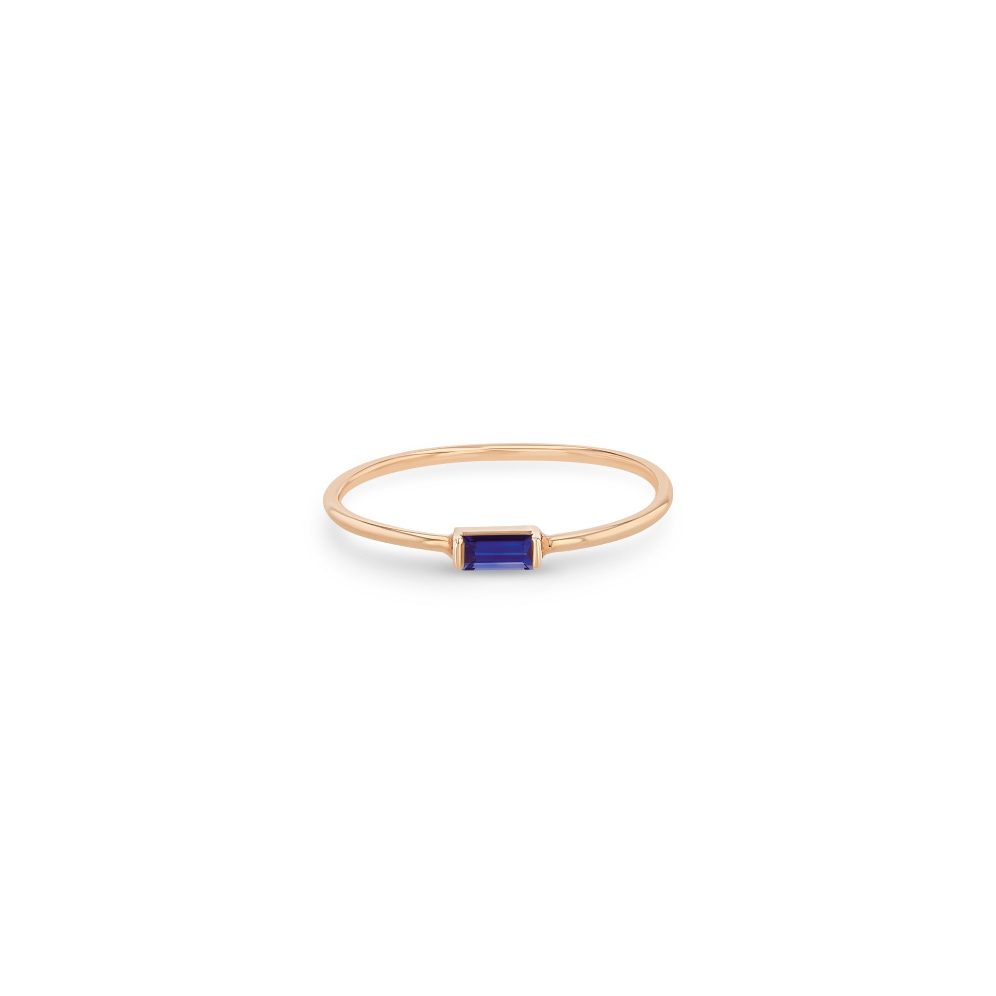 Zoe Chicco 14k Rose Gold Medium Blue Sapphire Baguette Ring