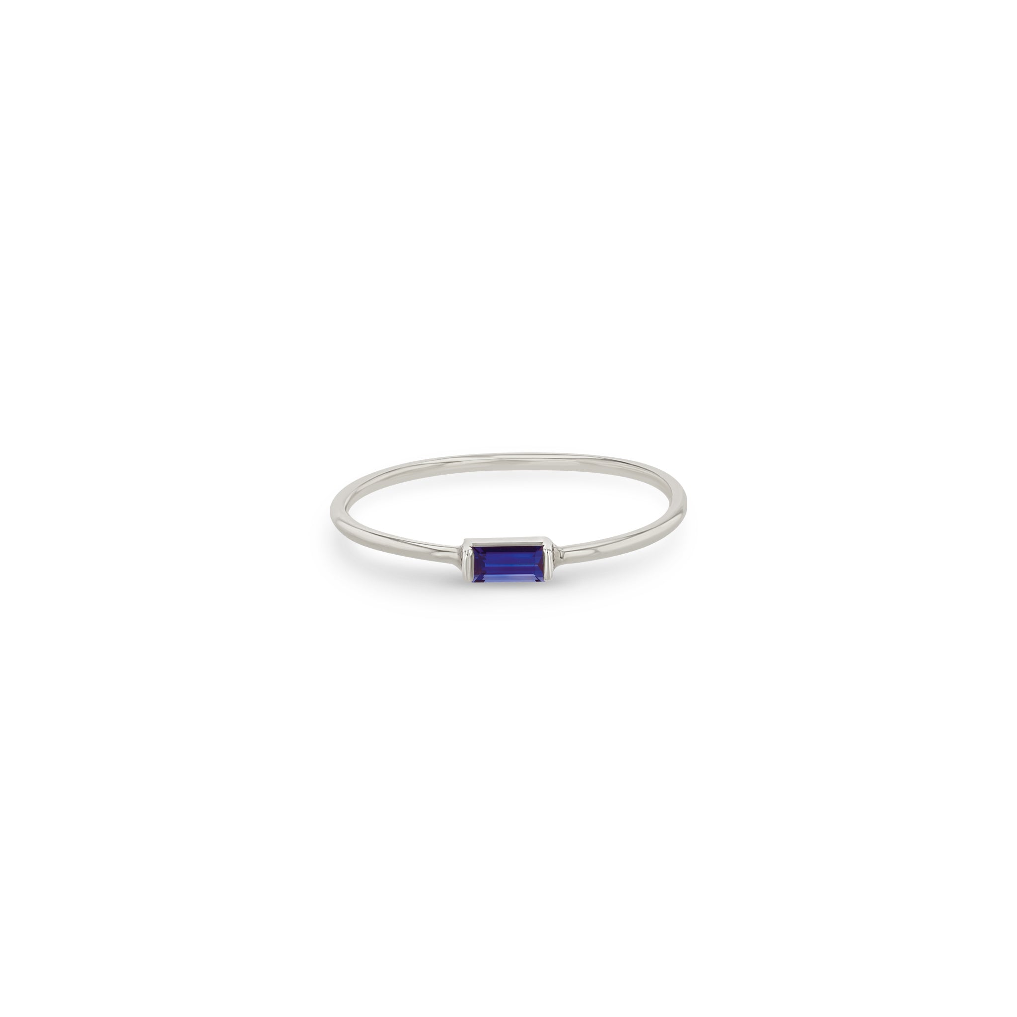 Zoe Chicco 14k White Gold Medium Blue Sapphire Baguette Ring