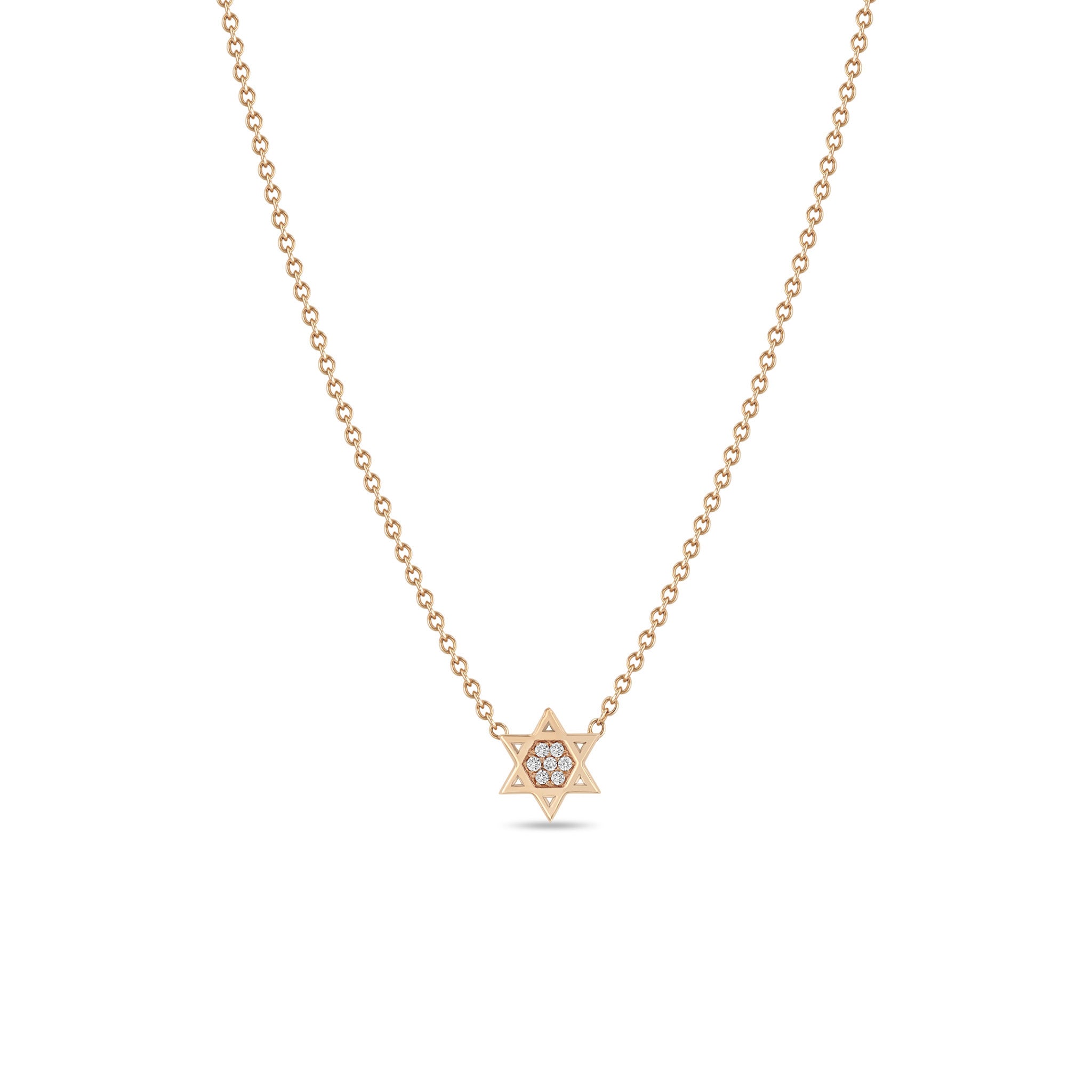 Zoë Chicco 14k Gold Midi Bitty Pavé Diamond Star of David Necklace