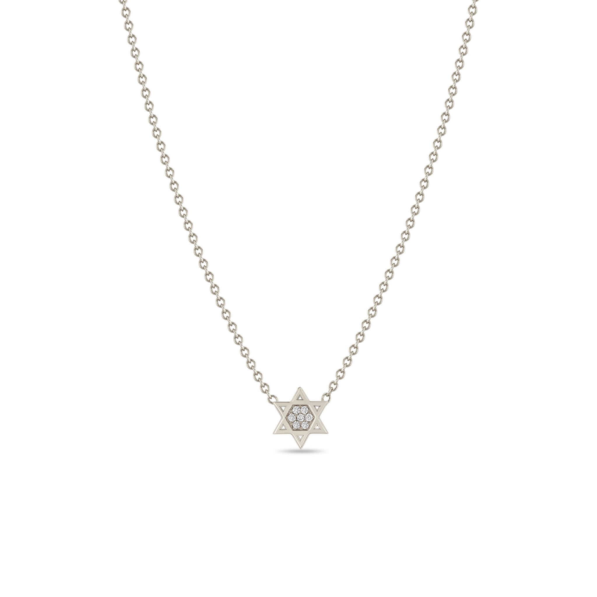 Zoë Chicco 14k Gold Midi Bitty Pavé Diamond Star of David Necklace