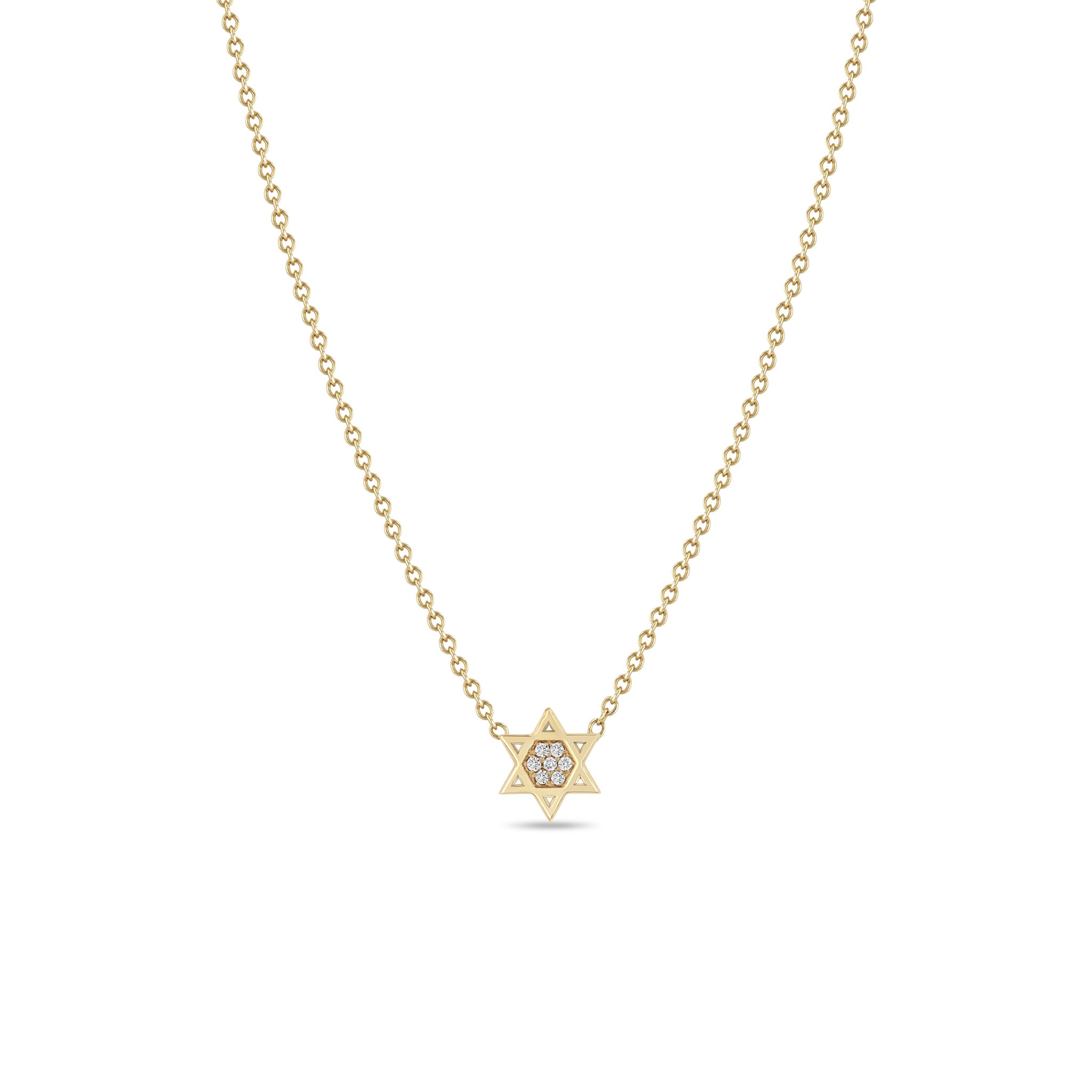 Zoë Chicco 14k Gold Midi Bitty Pavé Diamond Star of David Necklace